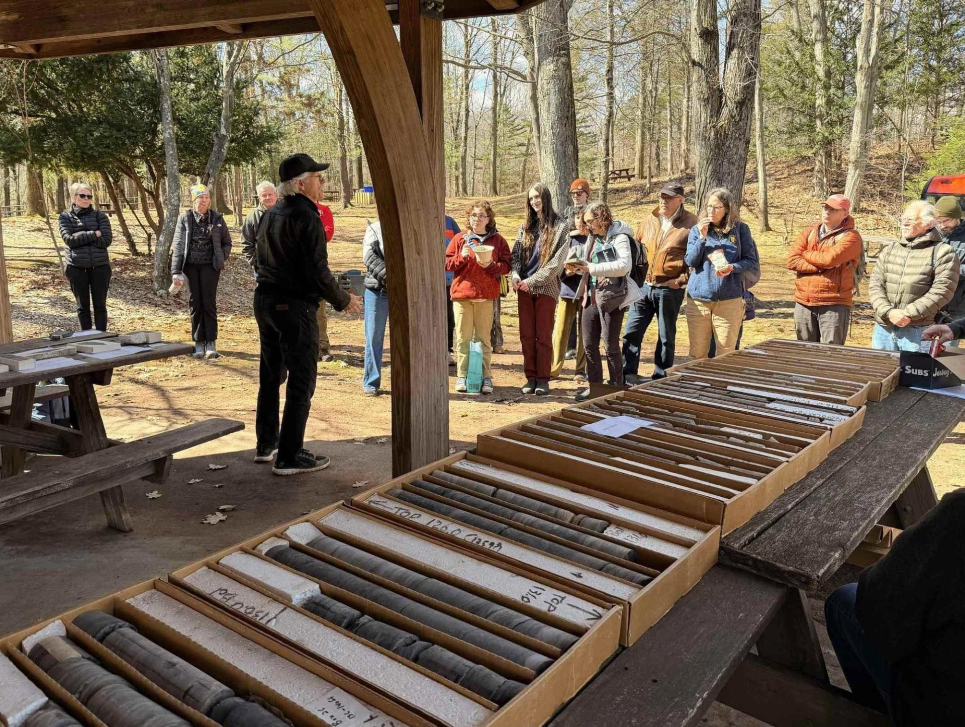 GSA participants learning about geologic core samples