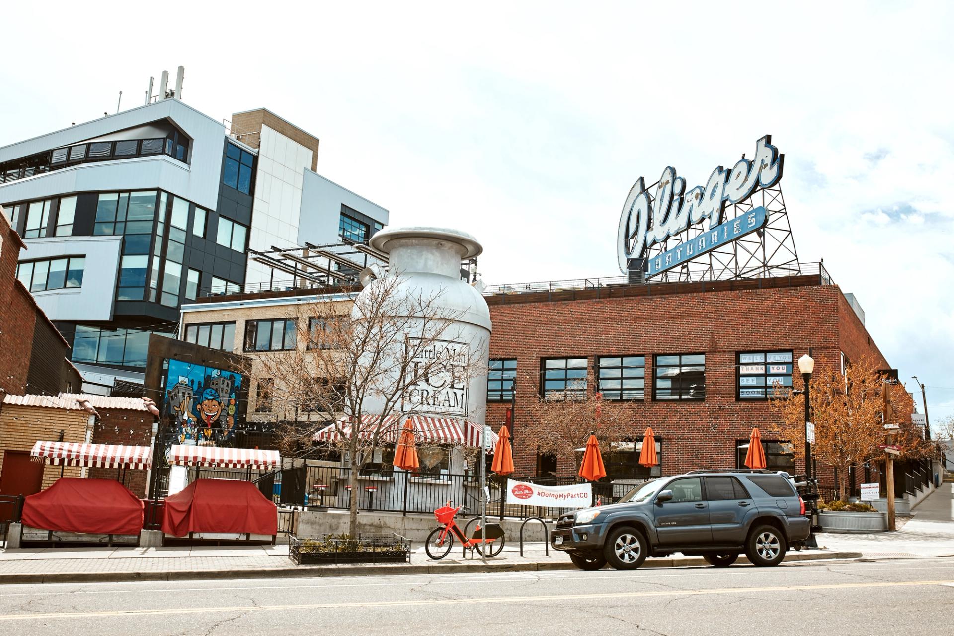 Exterior of Little Man Ice Cream in the LoHi neighborhood of Downtown Denver. Lower Highlands