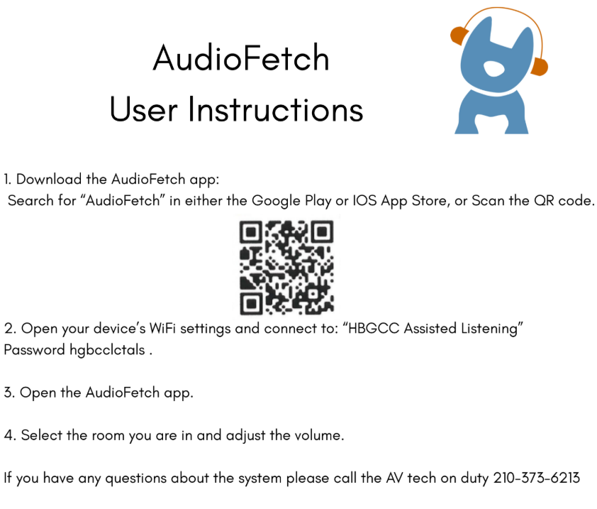 AudioFetch User Instructions and QR Code
