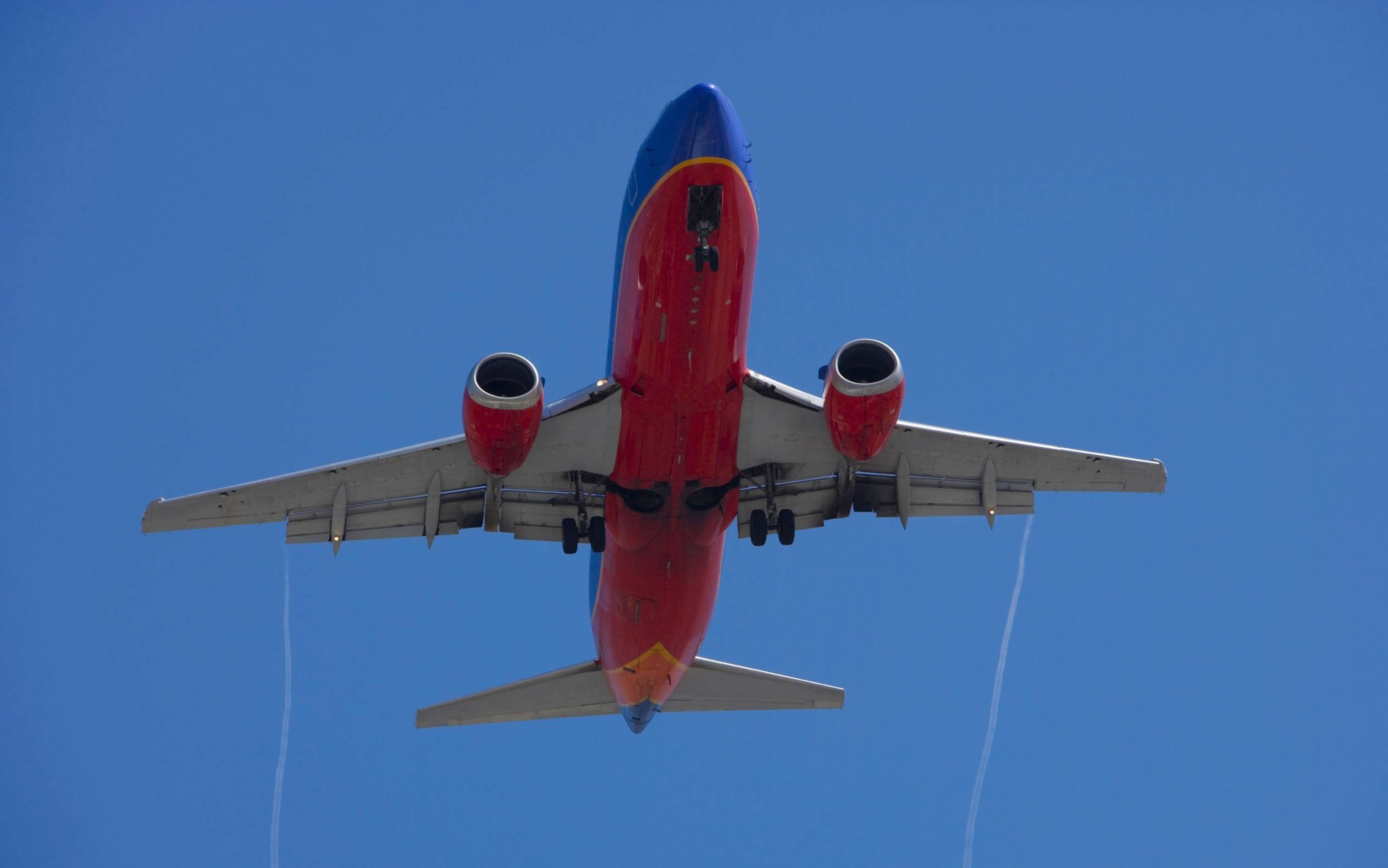 Southwest airplane in the blue sky