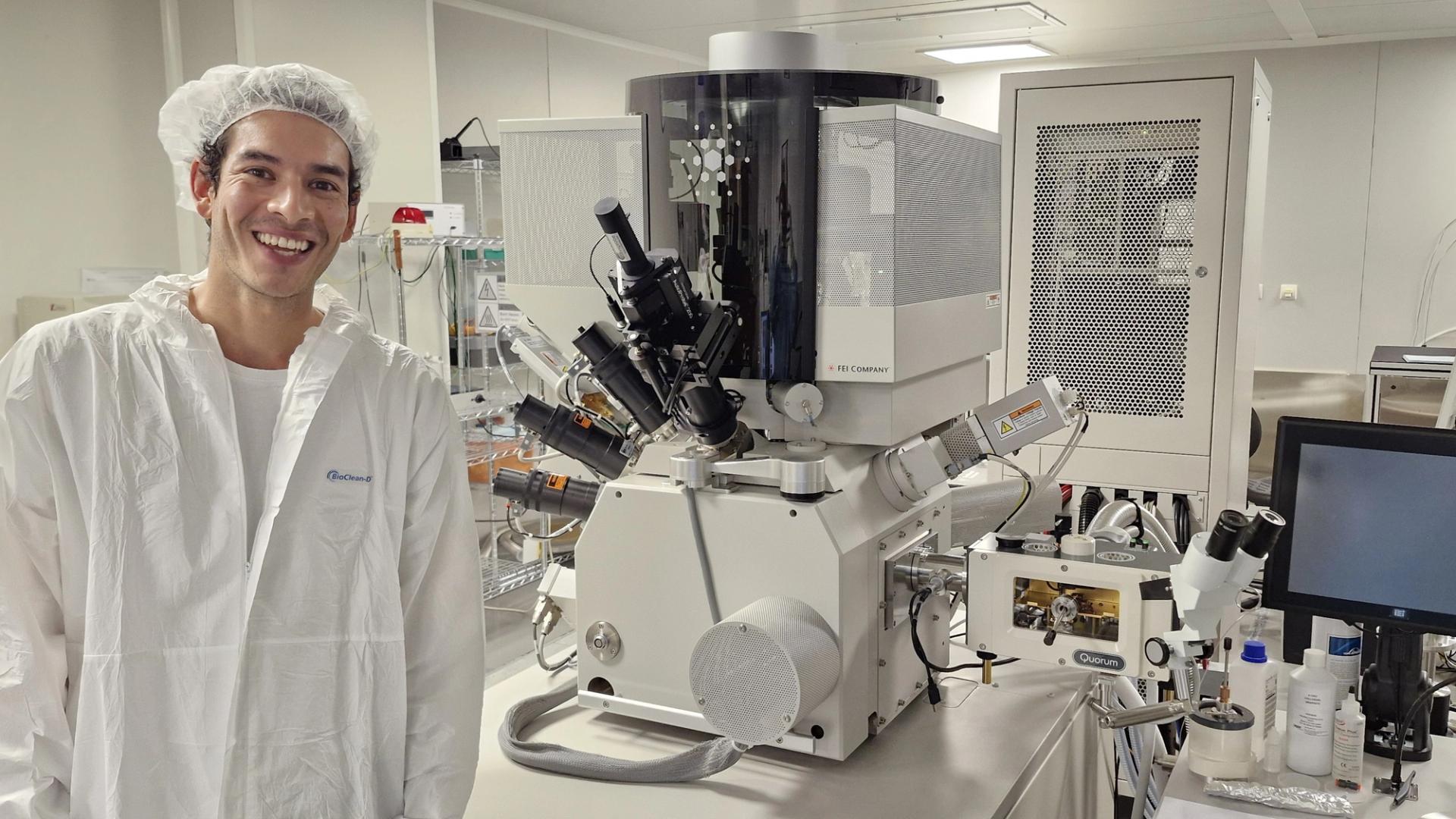 GSA Graduate student research grant recipient in laboratory working with analytical equipment