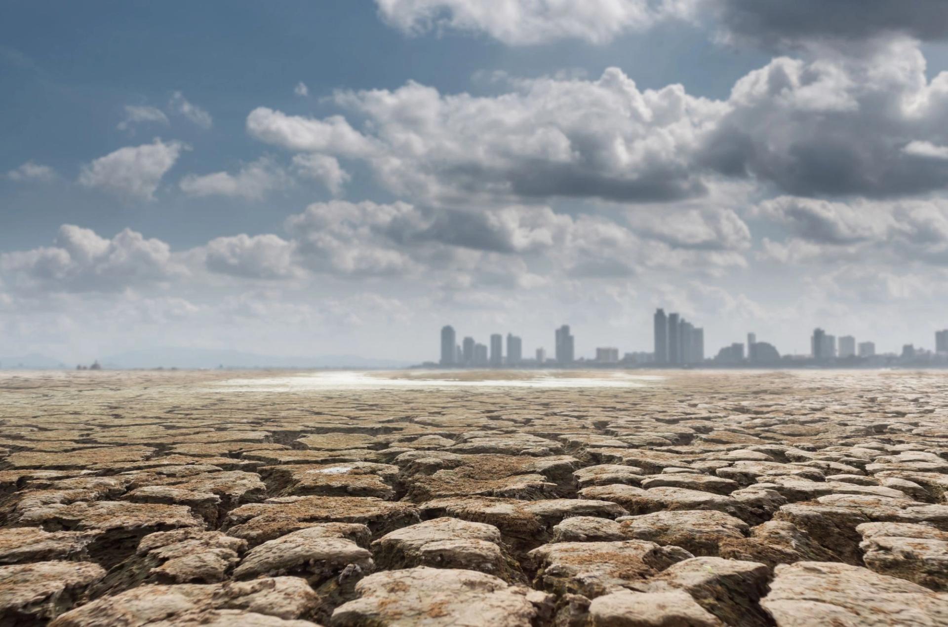 Dry, cracked ground depicting the state of climate change or global warming