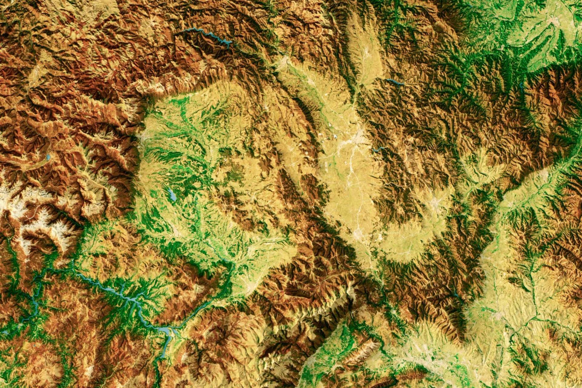 Image of shaded topographic map from above