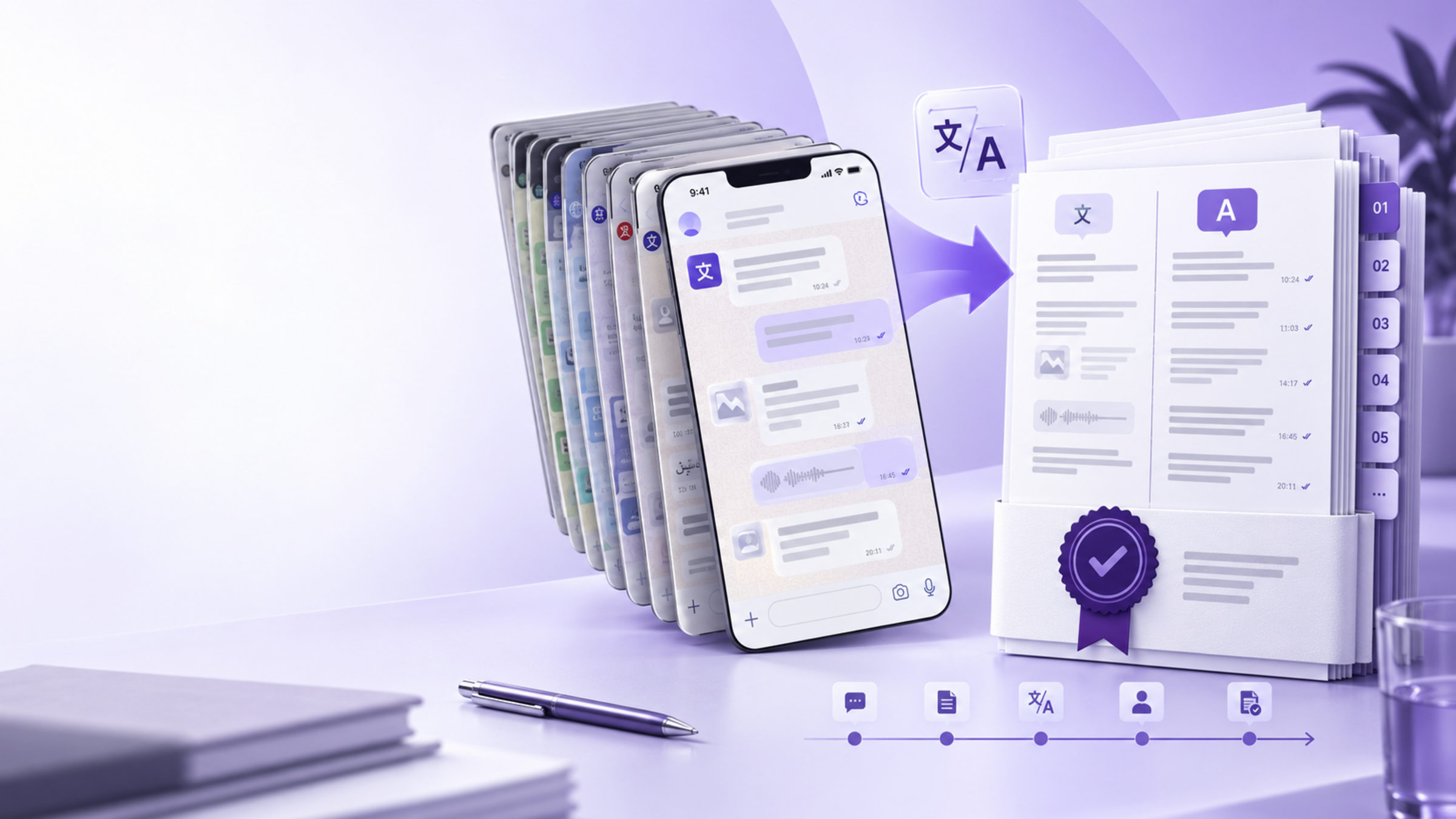 Organized WhatsApp conversation records prepared for USCIS translation and evidence production