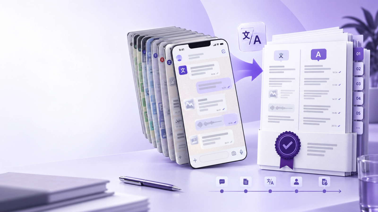Organized WhatsApp conversation records prepared for USCIS translation and evidence production