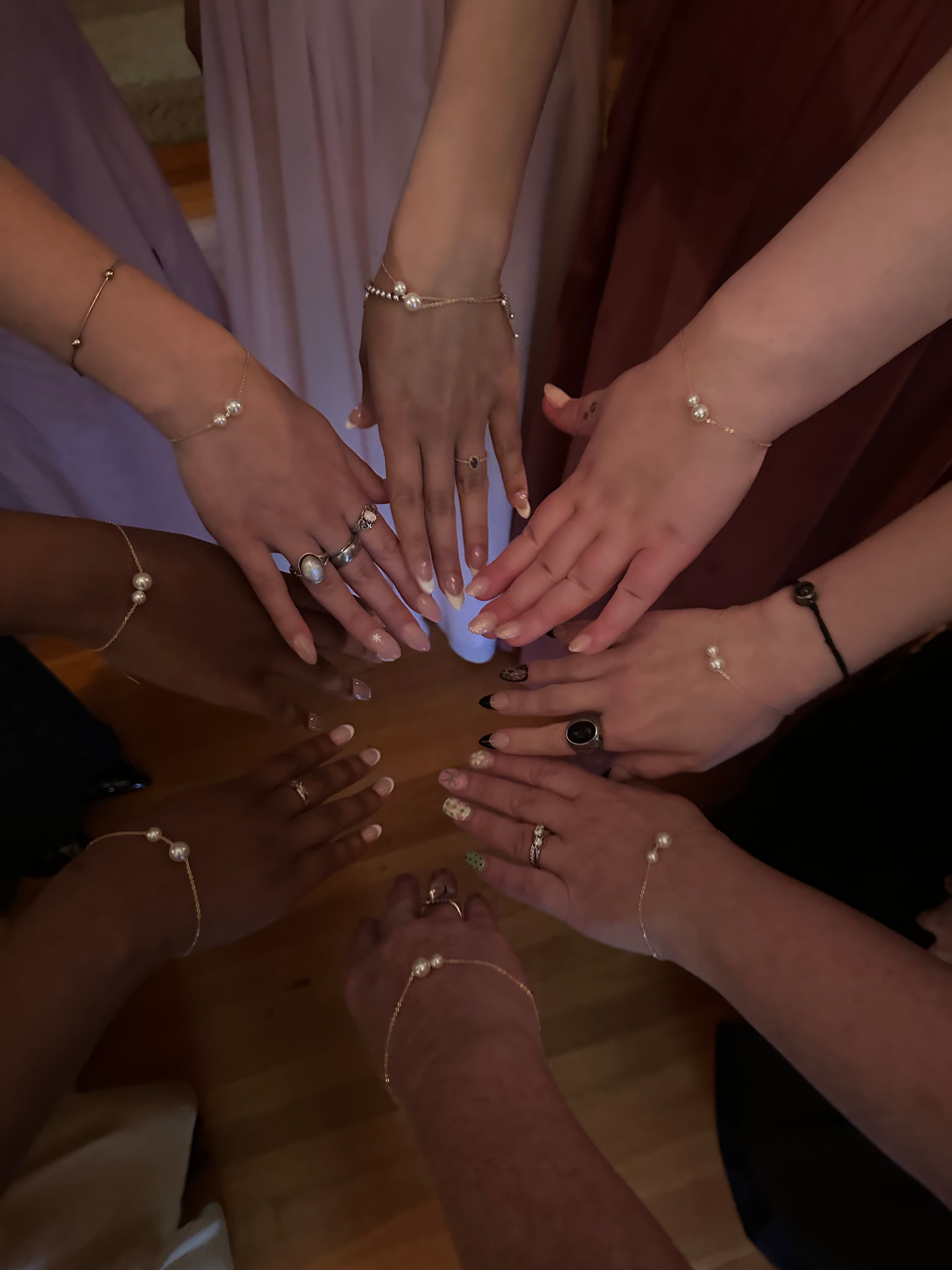 The young women together in their gifted pearl bracelets