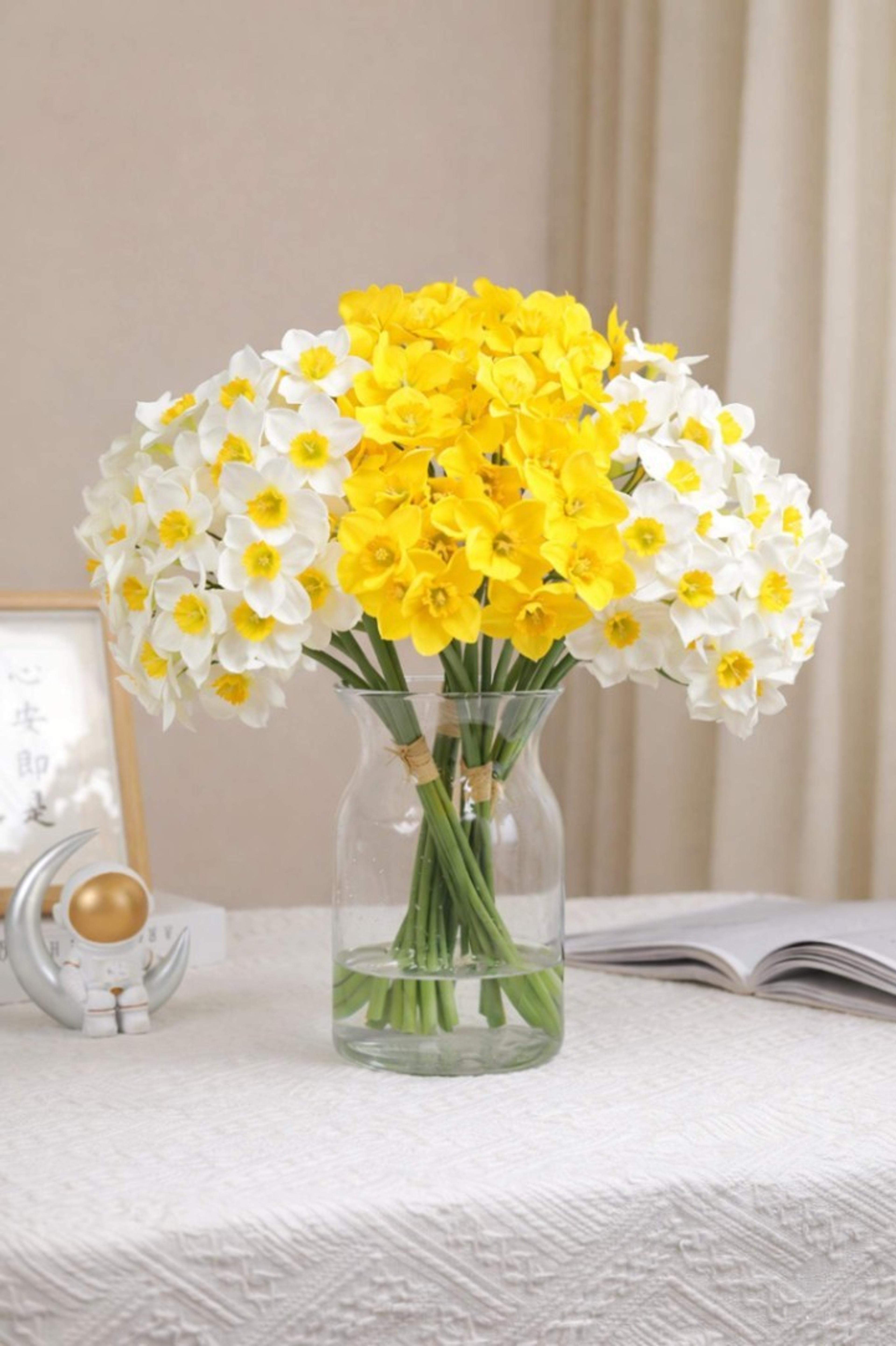 6pcs Artificial Daffodil  Bouquets – Nordic Style  Silk Flowers |  per 6pcs