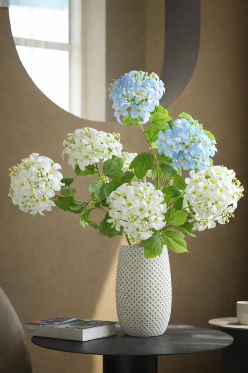 2 Heads Blue Artificial  Silk Hydrangea Wedding  Floral,Wedding Decor ation, Fake Flower Craft s, Home Floral Decor,  Gift | per stick