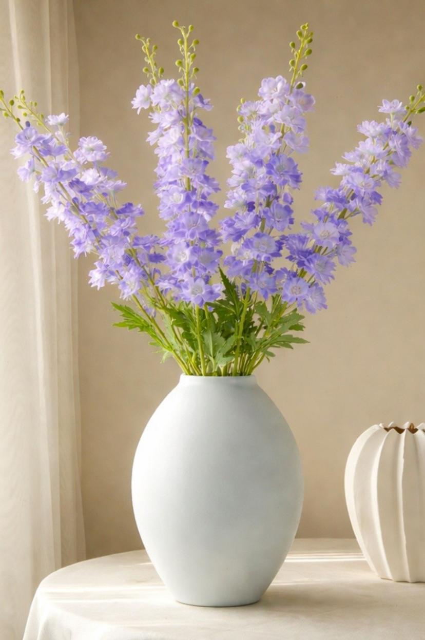 Fake Delphinium with  Leaves, Silk Delphinium  Flowers, Artificial Flower  Crafts, Bloom for Bridal  Bouquets, Wedding  Arrangement  Centerpiece