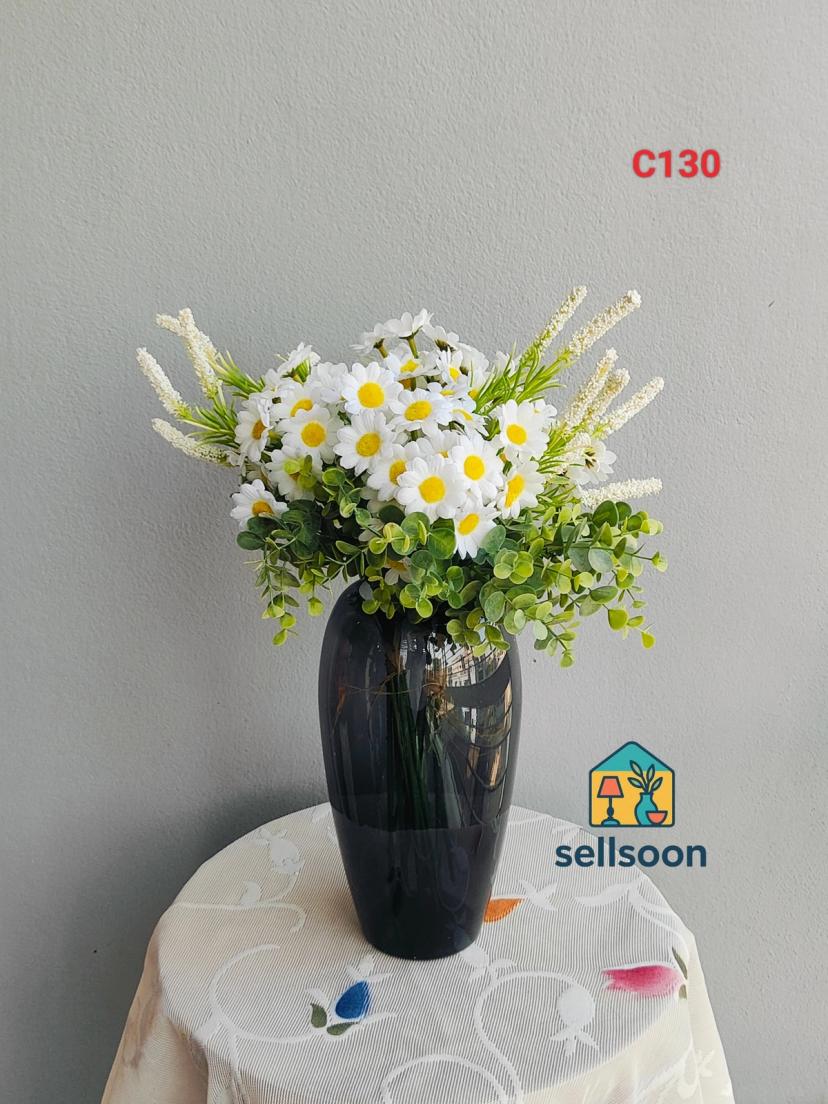 Premium Rubber Coated Artificial Flower | 18" টবসহ চাচের পট ডেকোর।