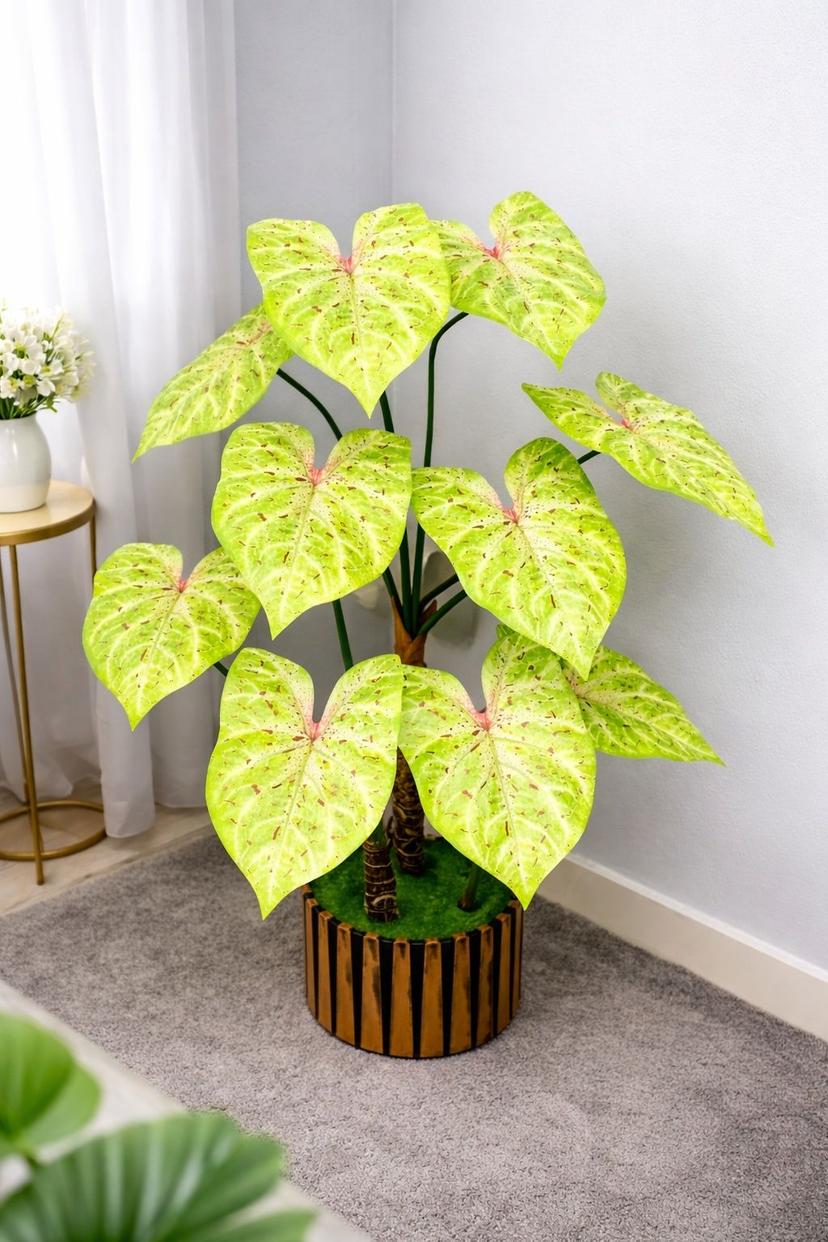 🥦 আর্টিফিশিয়াল ক্যালাডিয়াম ট্রি | ৩৭" টবসহ প্রিমিয়াম প্ল্যান্ট | ফাইবার পট চায়না ইমপোর্ট।