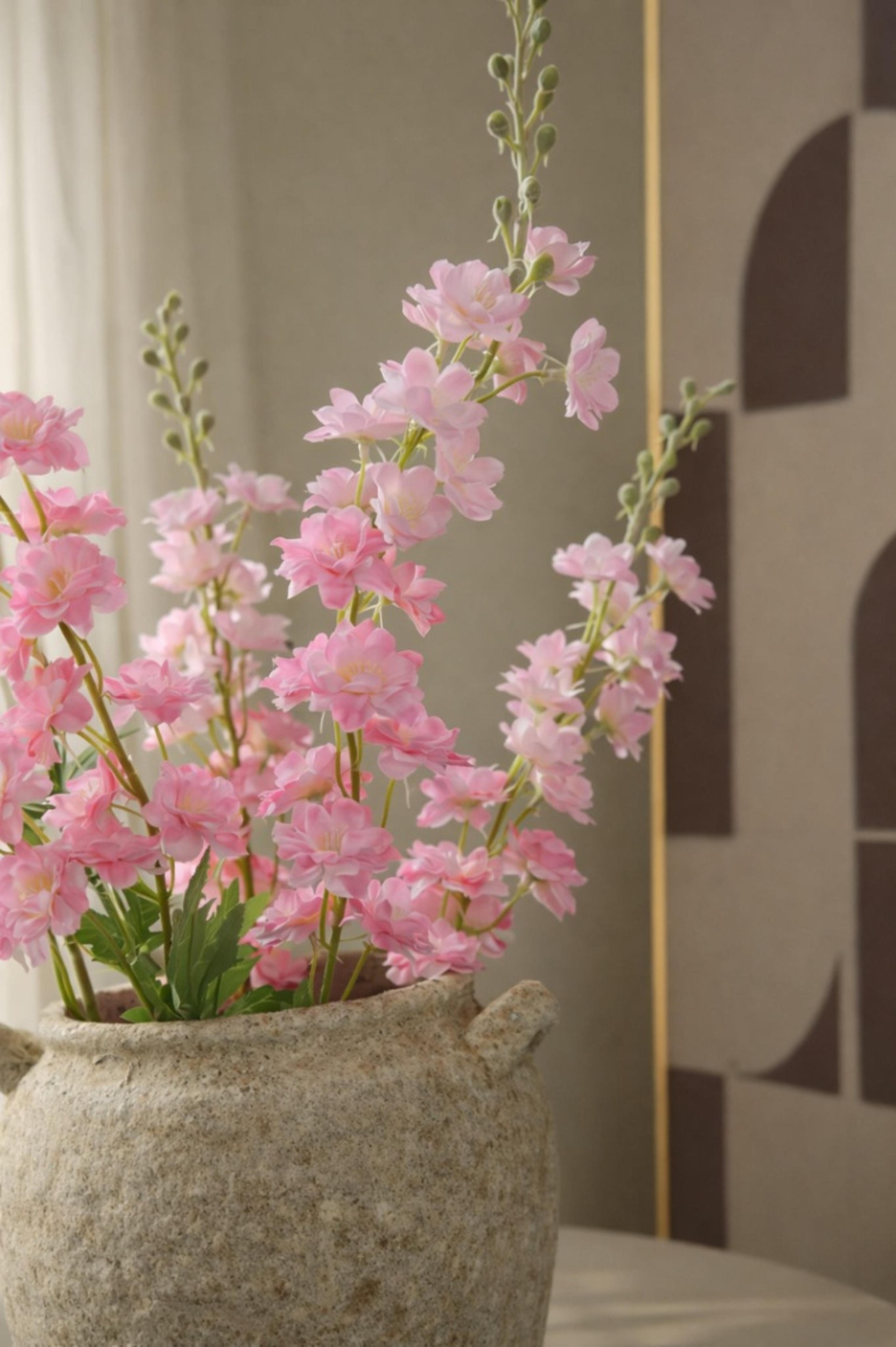 Fake Delphinium with Le aves, Silk Delphinium  Flowers, Artificial Flower  Crafts, Pink Bloom for  Bridal Bouquets,  Wedding Arrangement  Centerpiece | per stick