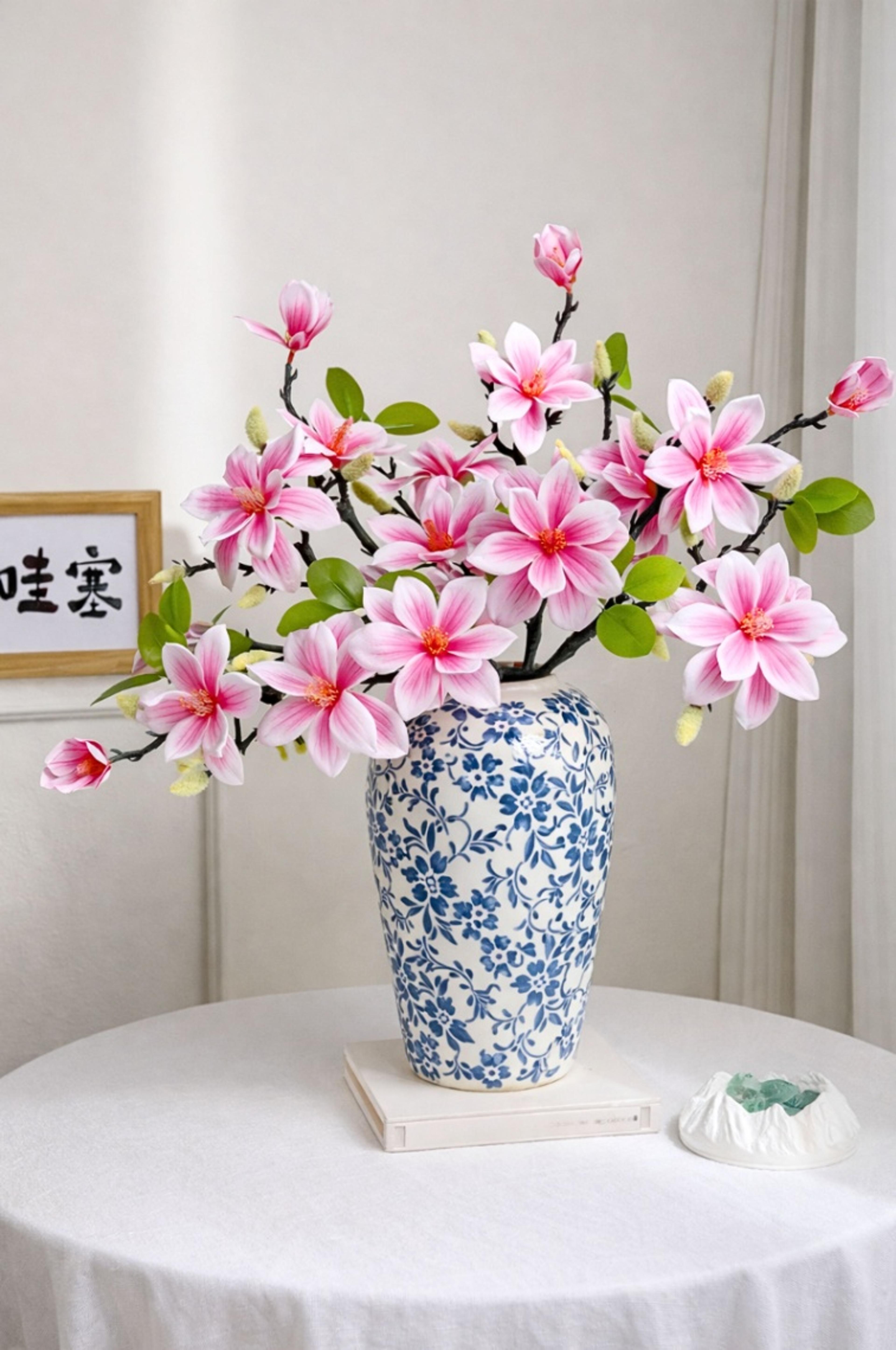 Chinese Silk Artificial Ma gnolia Flower Branch ,  Artificial Orchid Branc hes, Homee Stylists,  Event Planners ,Weddi ng Decoration, Elegant  Floral Stems, Decorative  Flower , Artificial Orchid | per Stick