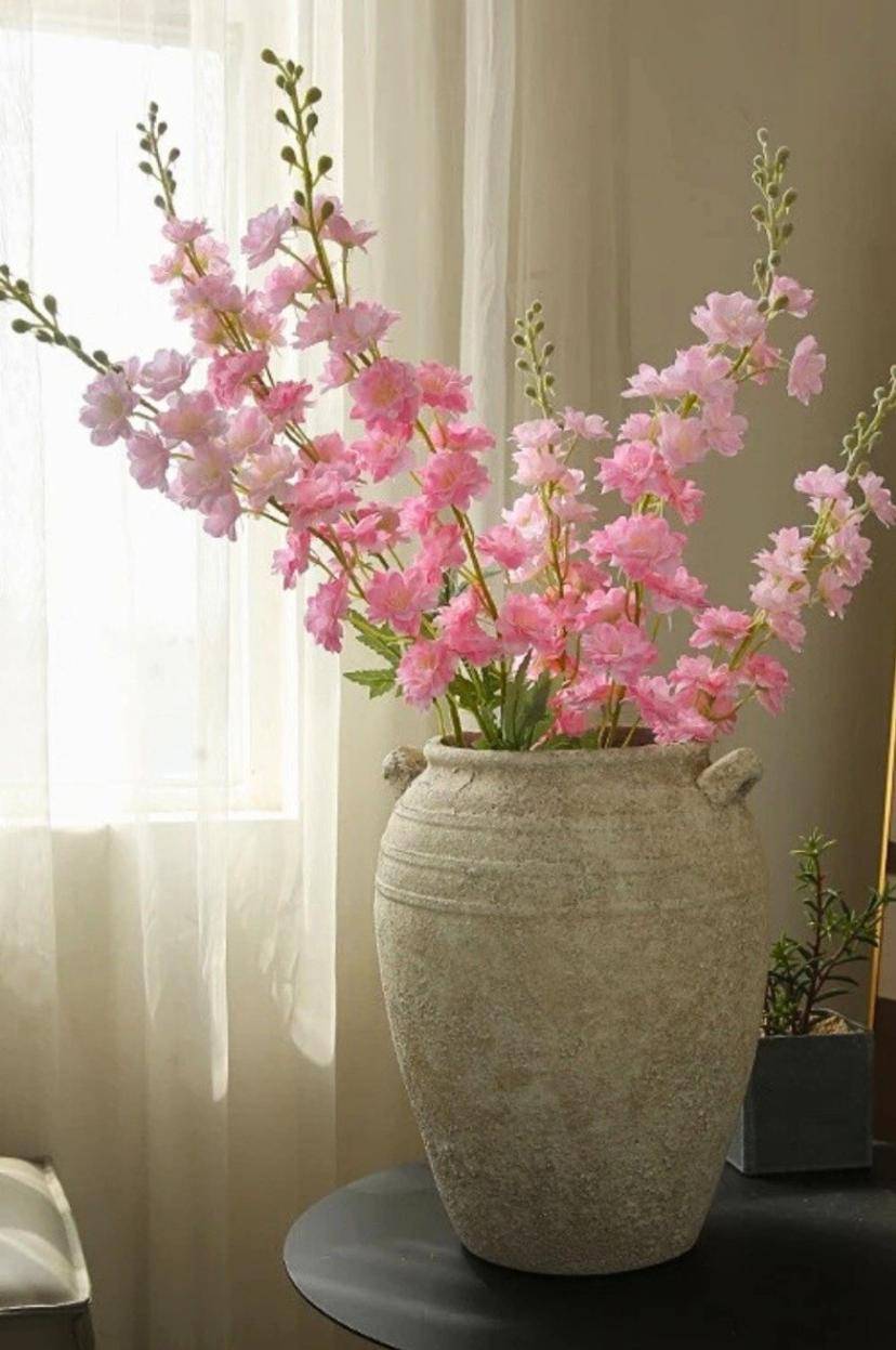 Fake Delphinium with Le aves, Silk Delphinium  Flowers, Artificial Flower  Crafts, Pink Bloom for  Bridal Bouquets,  Wedding Arrangement  Centerpiece | per stick