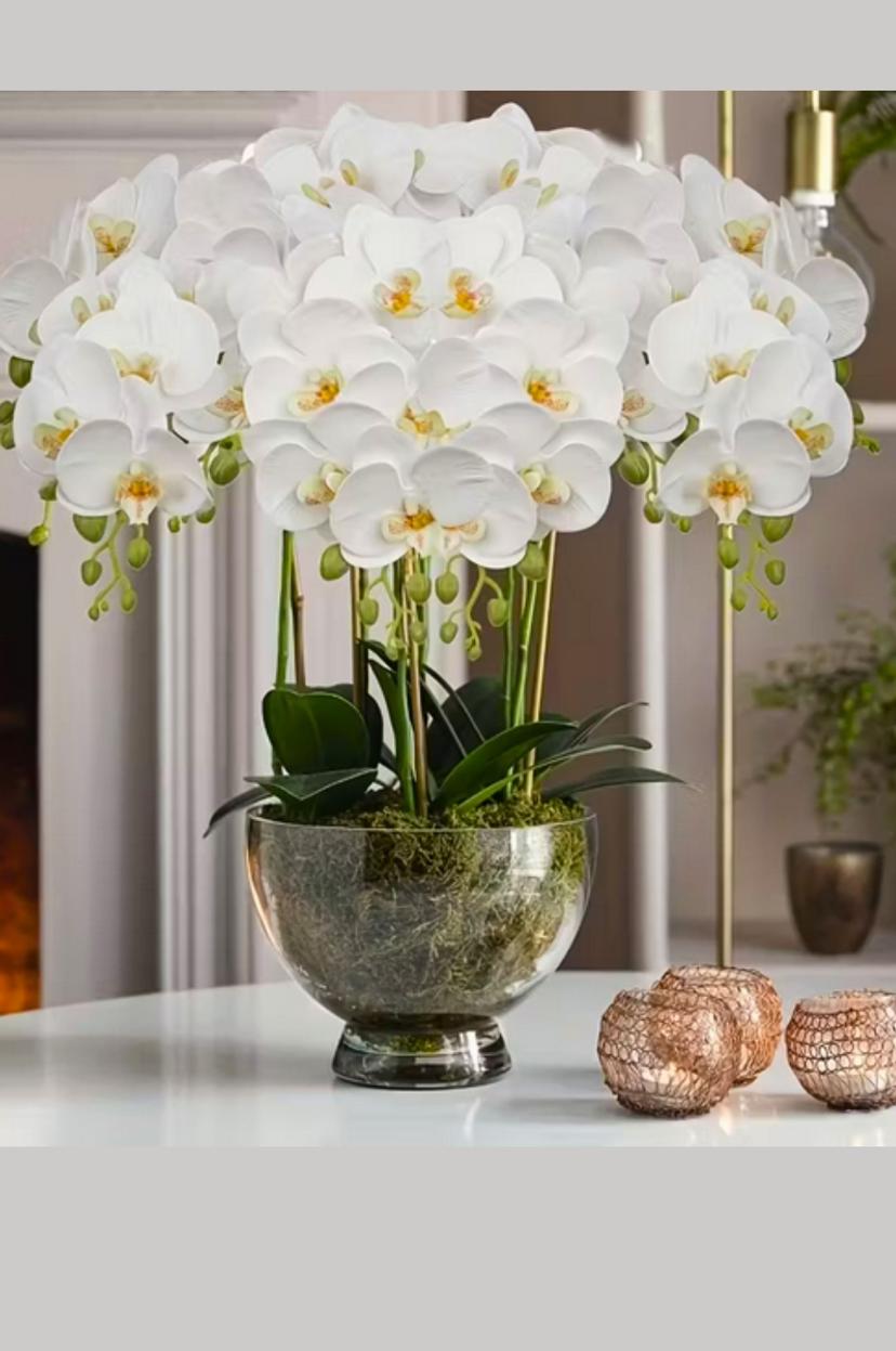 Artificial Phalaenopsis O rchid Flower Set, Wine R ed Artificial Butterfly Flo w er for Wedding Party  Home Decoration