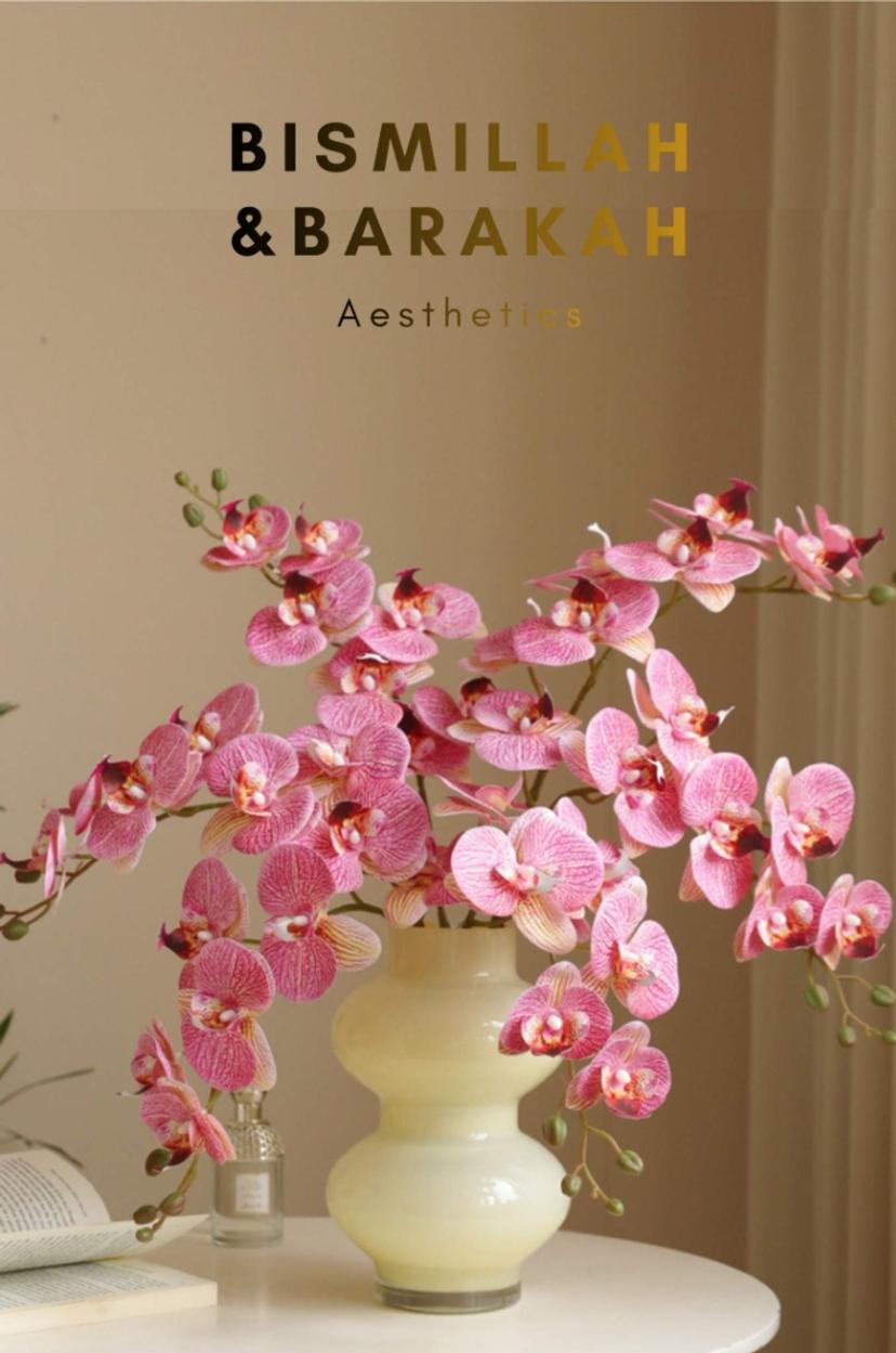 Artificial Phalaenopsis  Orchid Flower Set, Deep  Purple Red Artificial  Butterfly Flower for  Wedding Party Home  Decoration | per stick