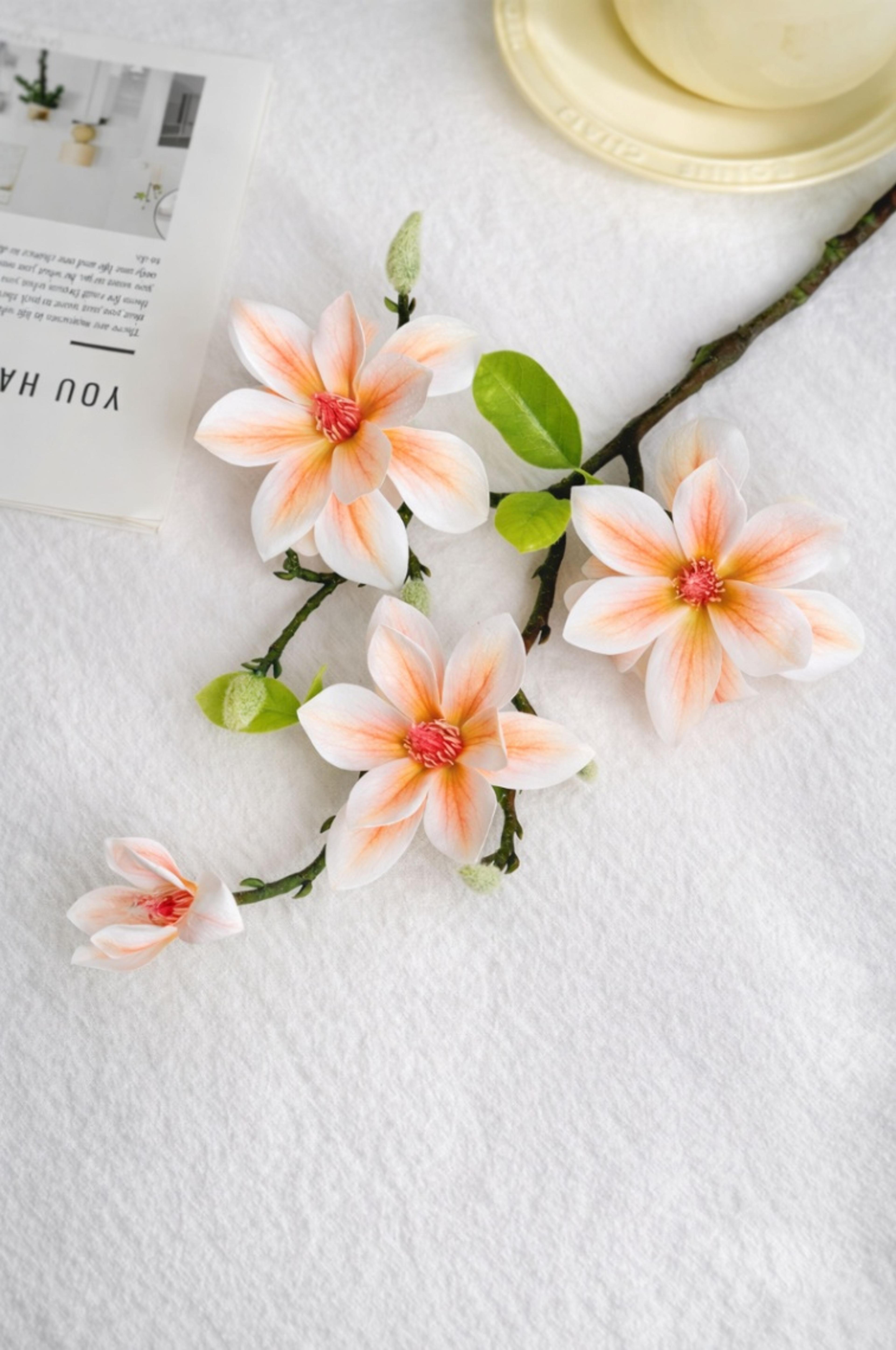 Chinese Silk Artificial Ma gnolia Flower Branch ,  Artificial Orchid Branche s, Homee Stylists, Event  Planners ,Wedding Dec orations, Elegant Floral  Stems, Decorative  Flower , Artificial Orchid | per stick