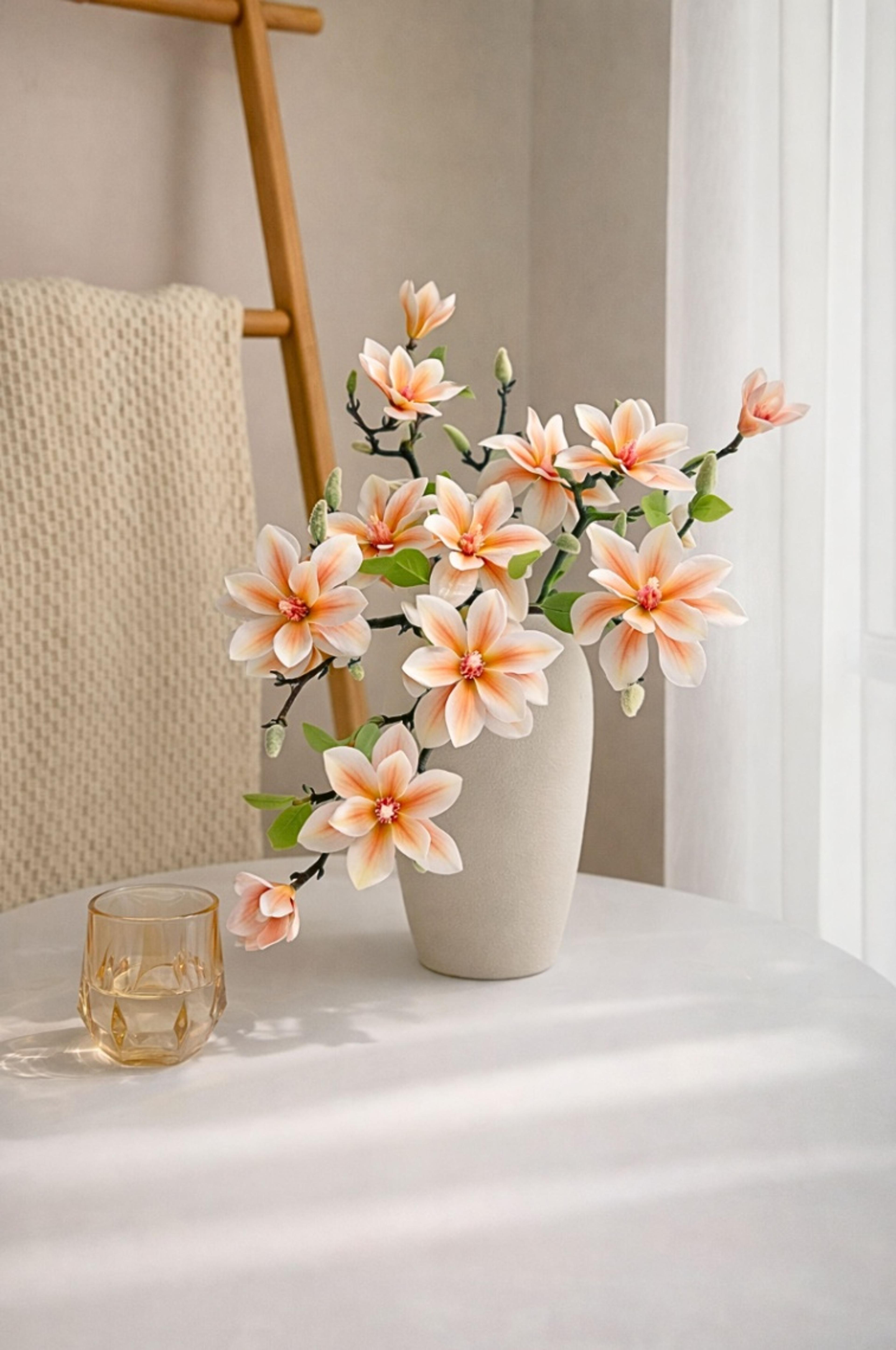 Chinese Silk Artificial Ma gnolia Flower Branch ,  Artificial Orchid Branche s, Homee Stylists, Event  Planners ,Wedding Dec orations, Elegant Floral  Stems, Decorative  Flower , Artificial Orchid | per stick