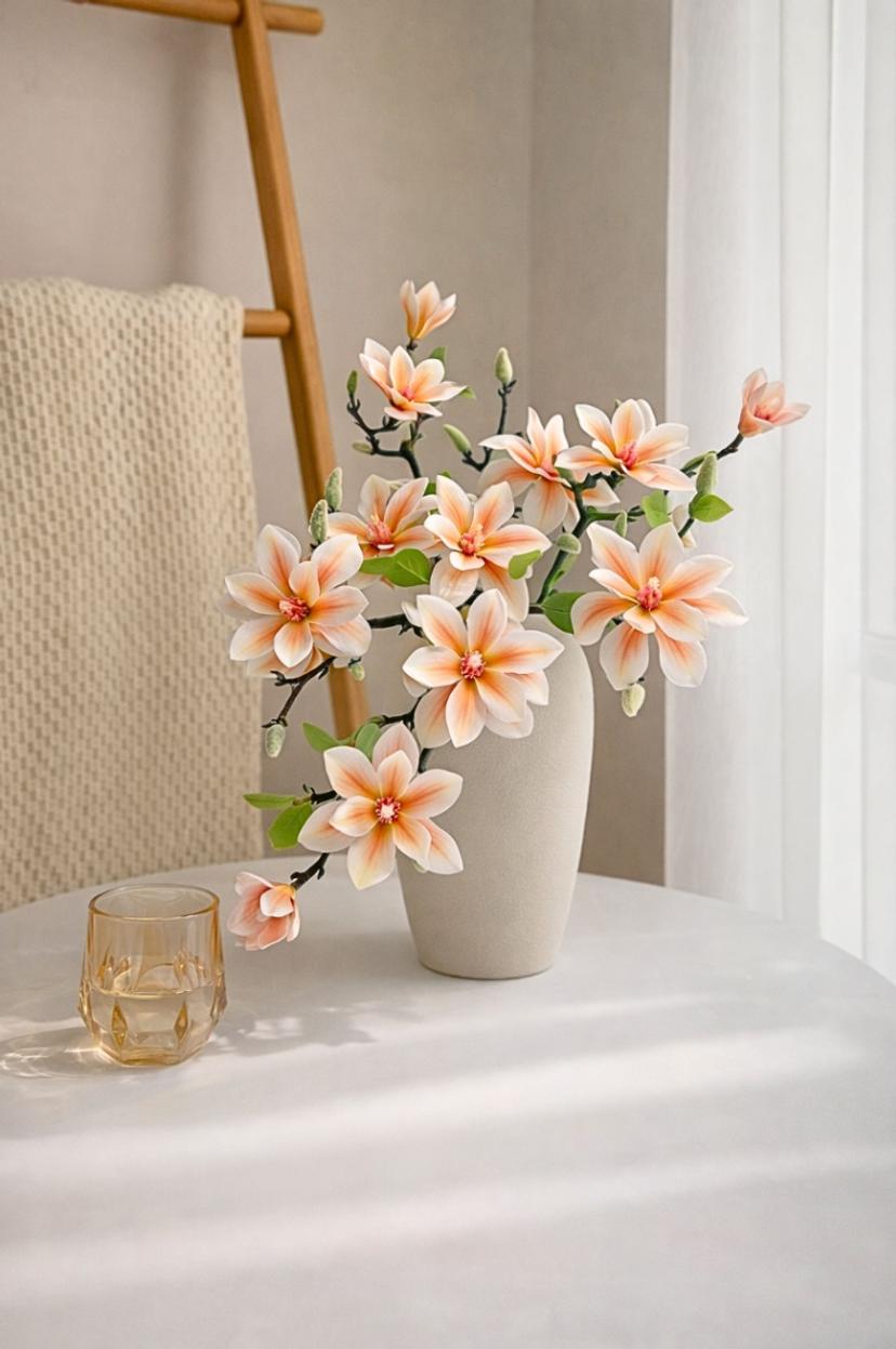 Chinese Silk Artificial Ma gnolia Flower Branch ,  Artificial Orchid Branche s, Homee Stylists, Event  Planners ,Wedding Dec orations, Elegant Floral  Stems, Decorative  Flower , Artificial Orchid | per stick