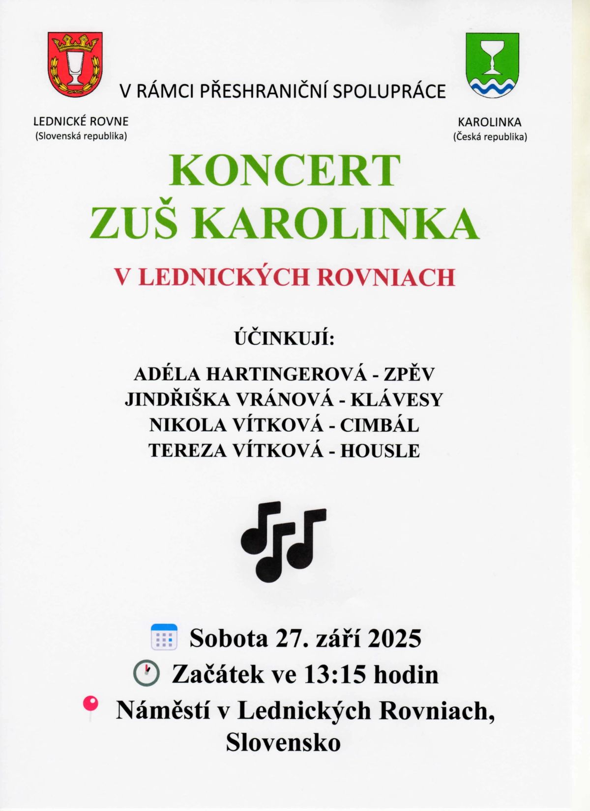 Koncert ZUŠ Karolinka v Lednických Rovniach
