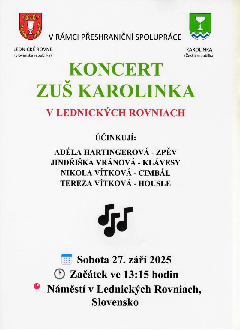 Koncert ZUŠ Karolinka v Lednických Rovniach