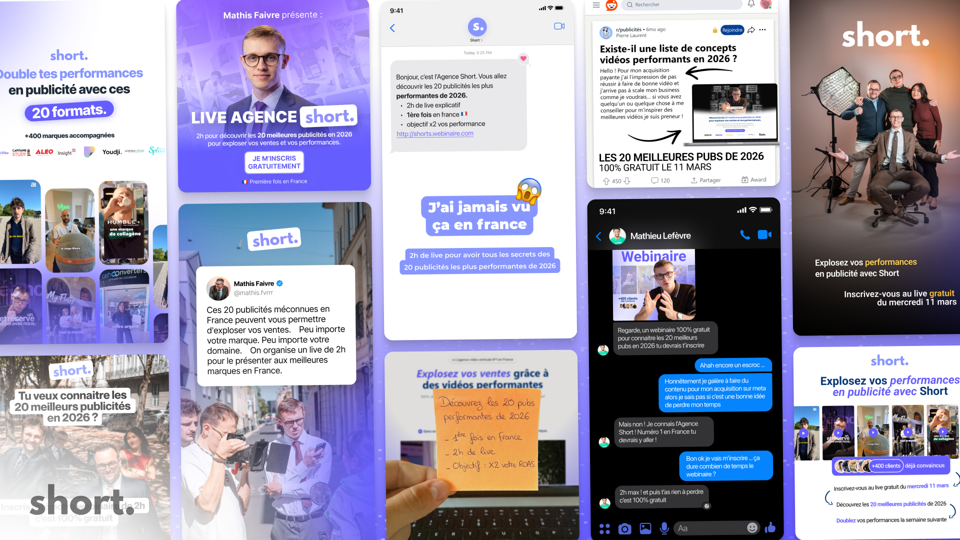 Agence Short : 50 creative ads et un deck de 198 slides en urgence pour le webinar d'une agence vidéo de référence