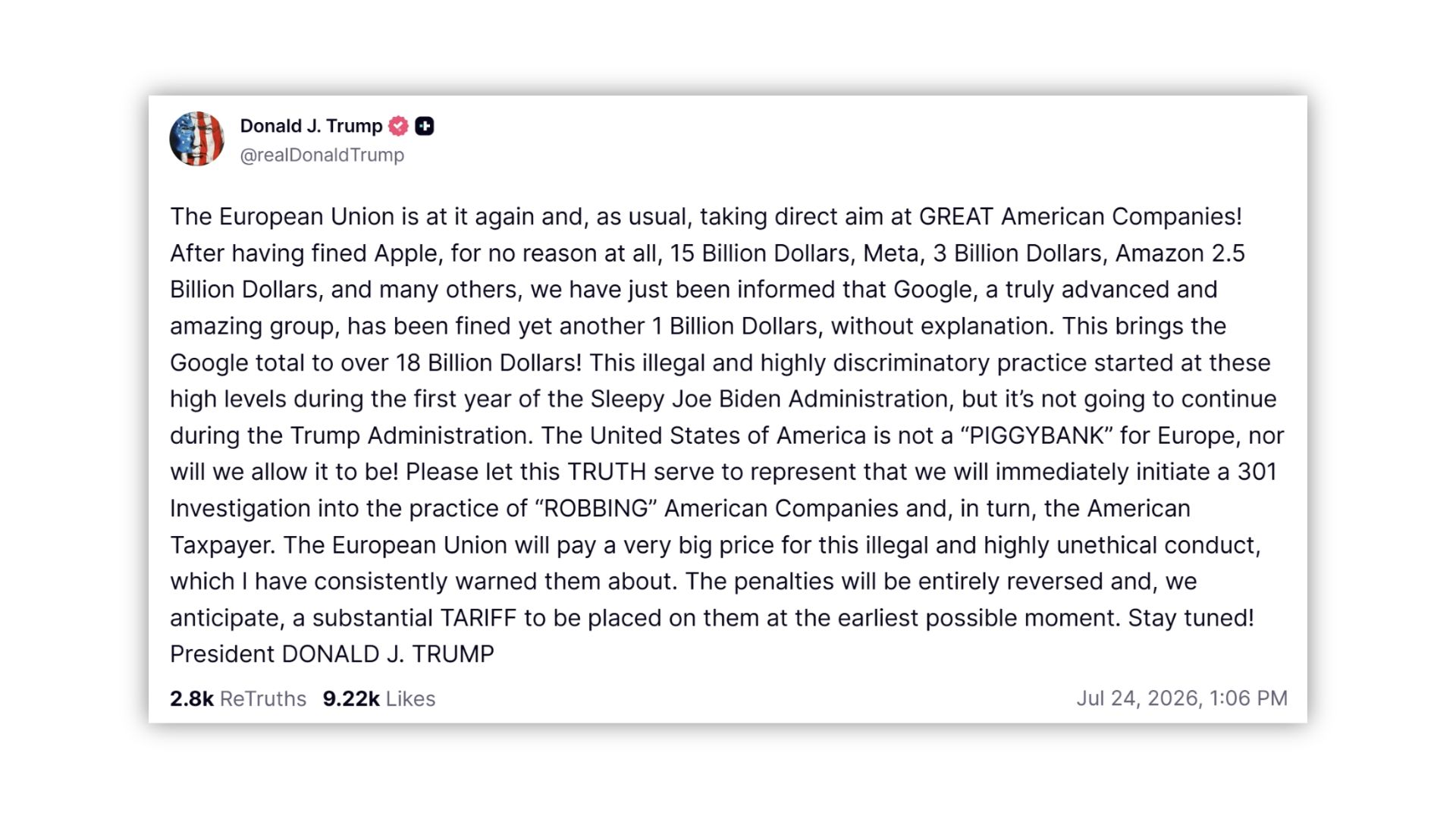 The EU’s Latest Google Fine Confirms the DMA Was Built to Target American Success