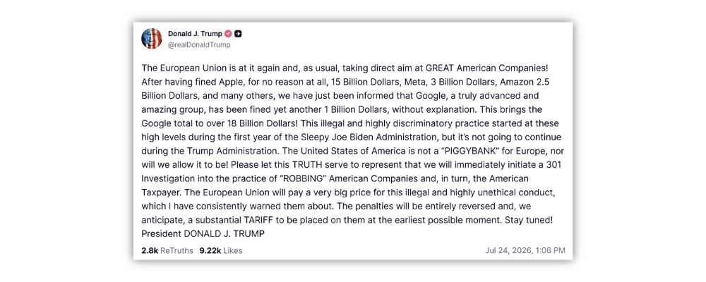 The EU’s Latest Google Fine Confirms the DMA Was Built to Target American Success
