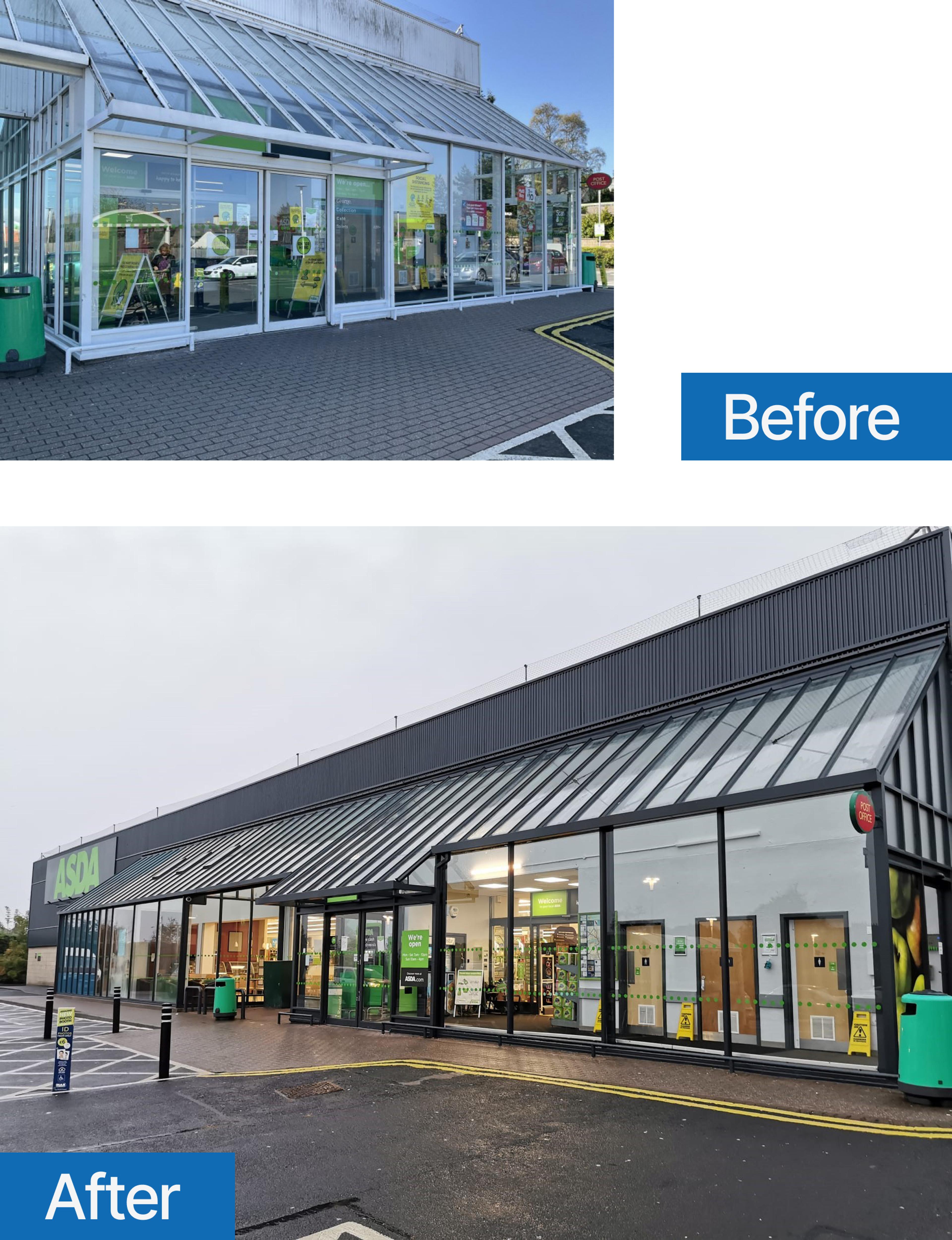 Before/After External Building Cleaning at ASDA