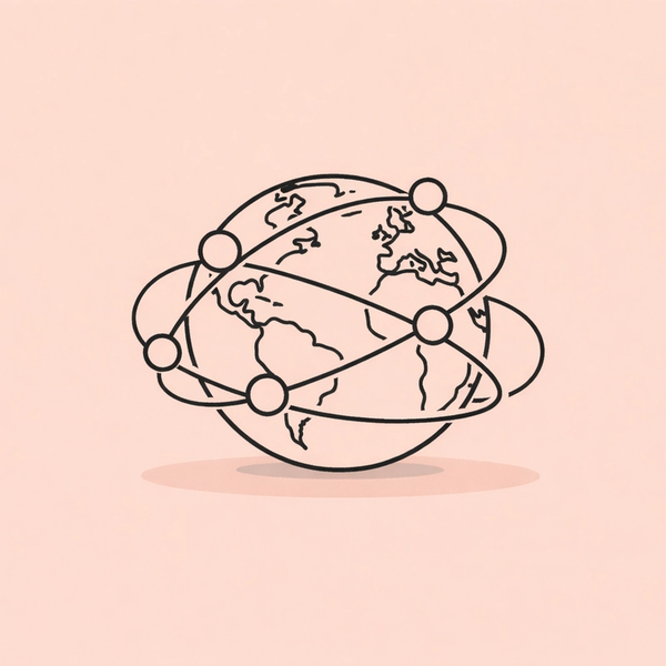 Illustration of a globe with connection nodes