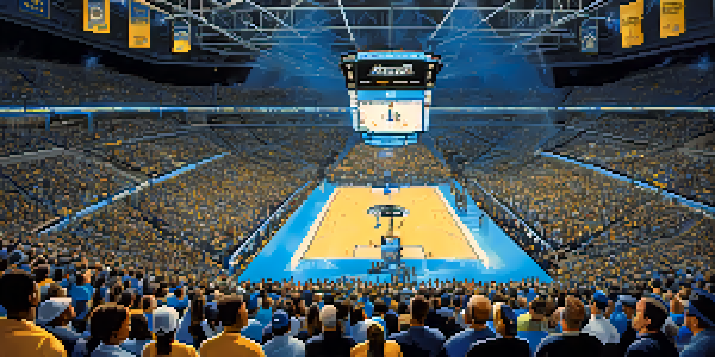 A lively Memphis Grizzlies home game at the FedExForum, featuring enthusiastic fans and illuminated court.