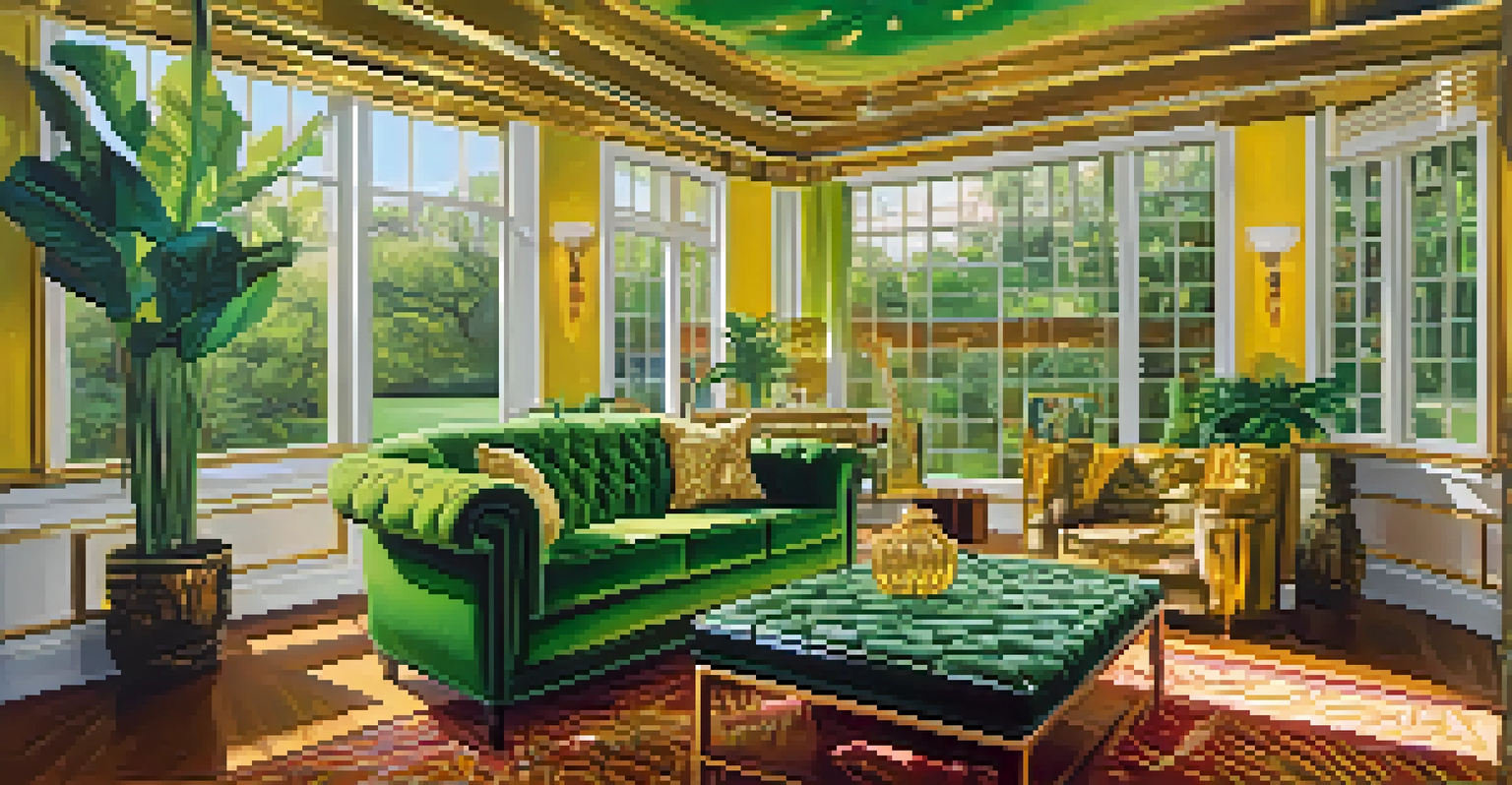 The Jungle Room inside Graceland, featuring Elvis's guitar, plush seating, and vibrant decor.