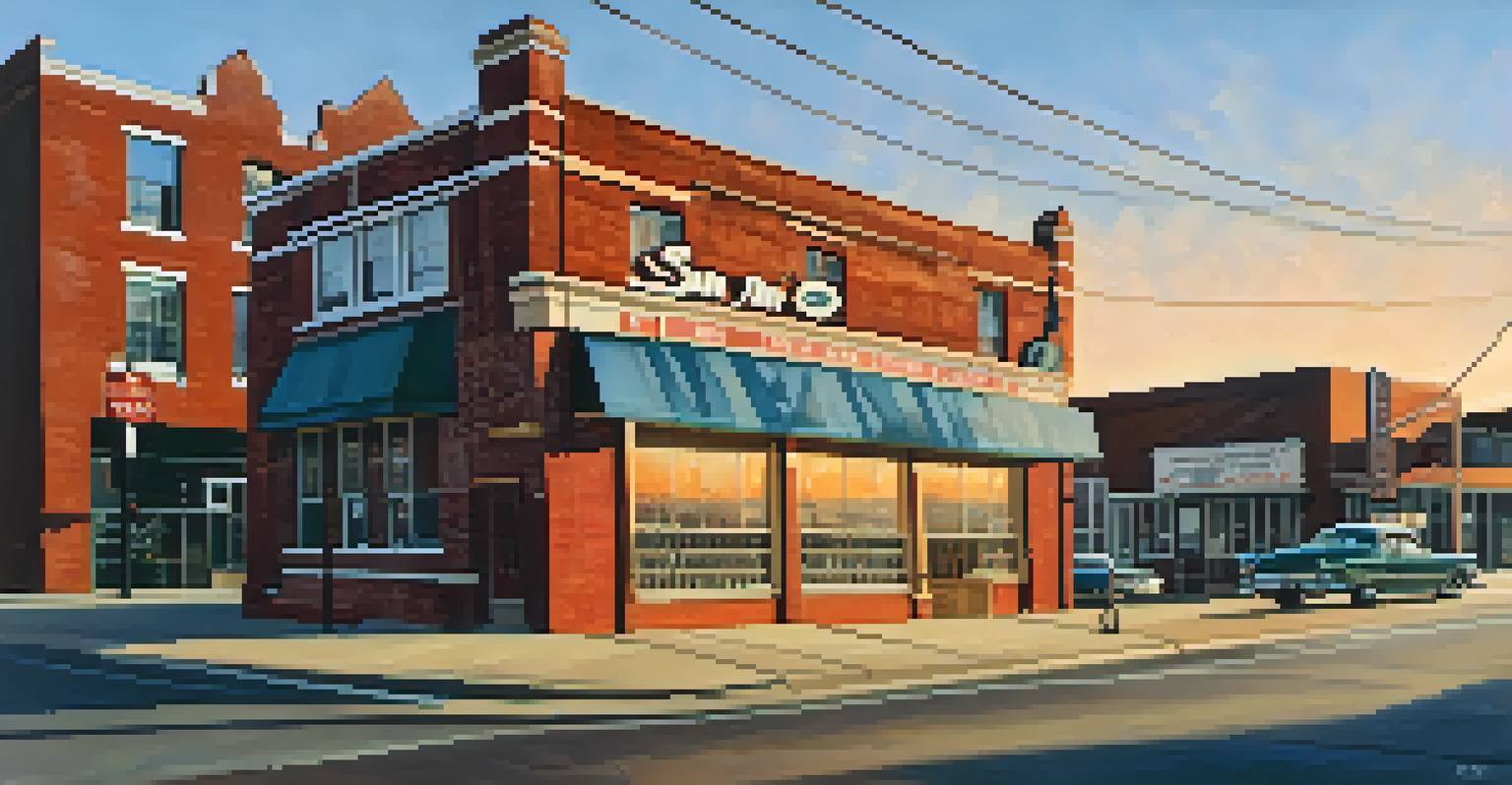 Exterior view of Sun Studio in Memphis, showcasing its historic sign and vintage microphone in the foreground.