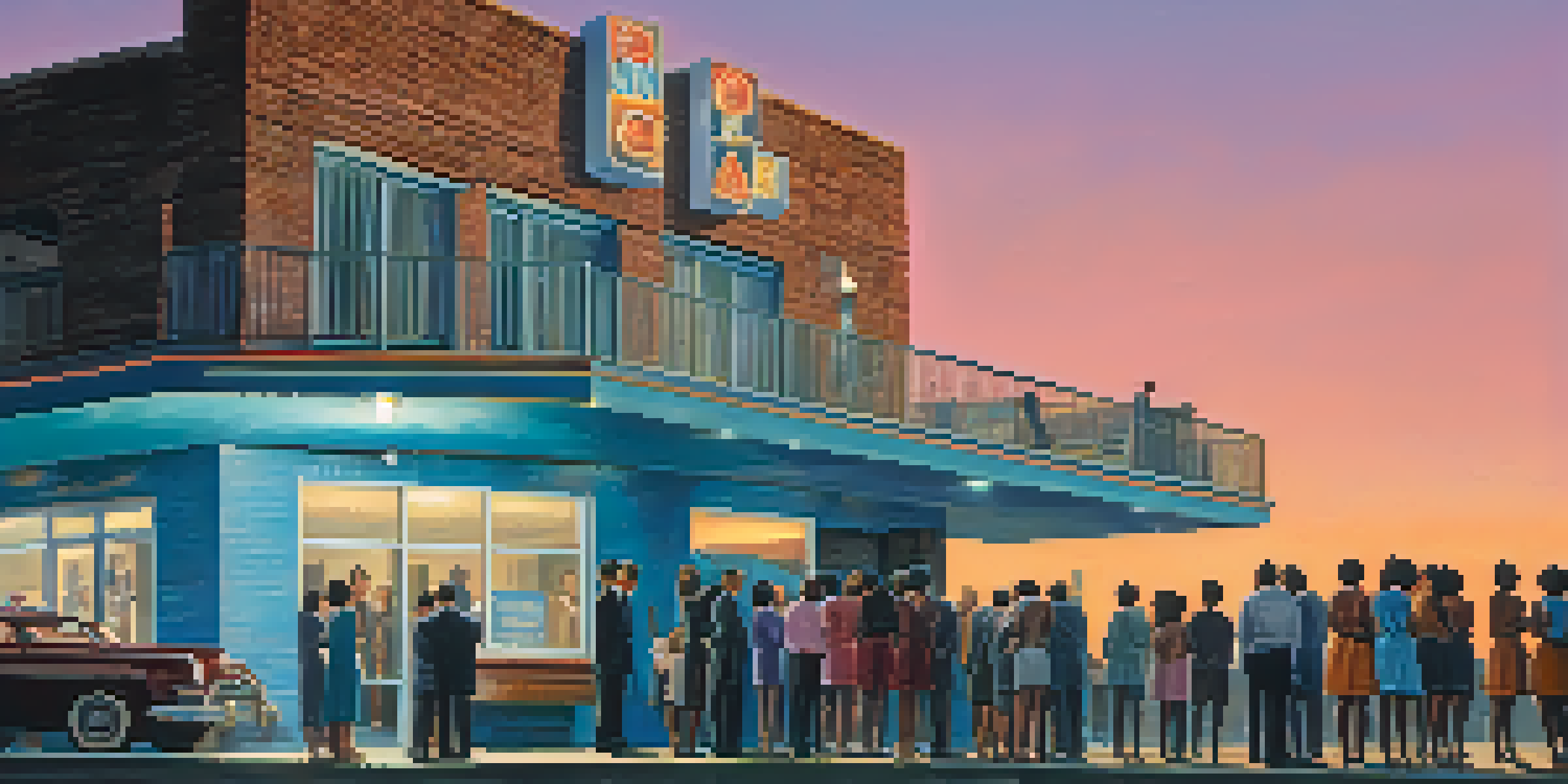 A group of diverse individuals holding candles in front of the Lorraine Motel during sunset, reflecting on its historic significance.