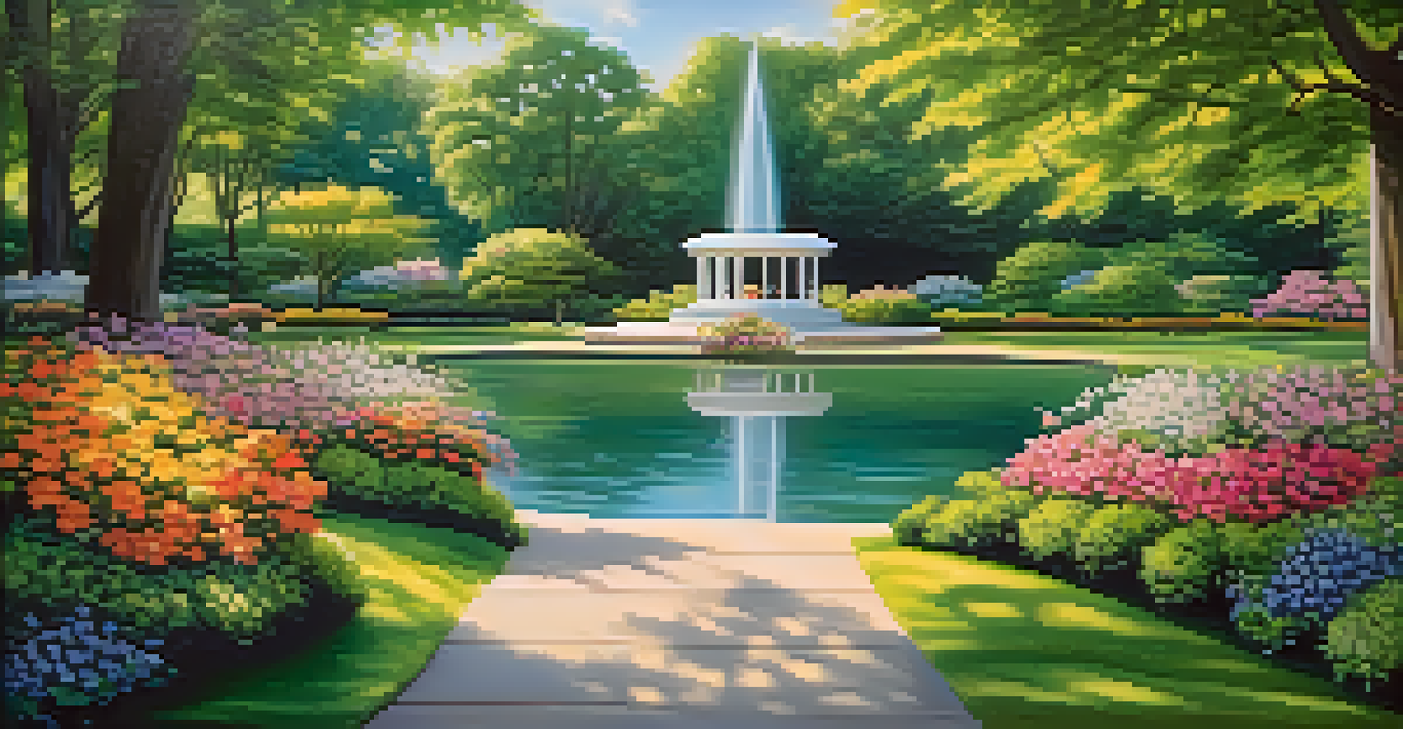 The Meditation Garden at Graceland, featuring greenery and flowers.