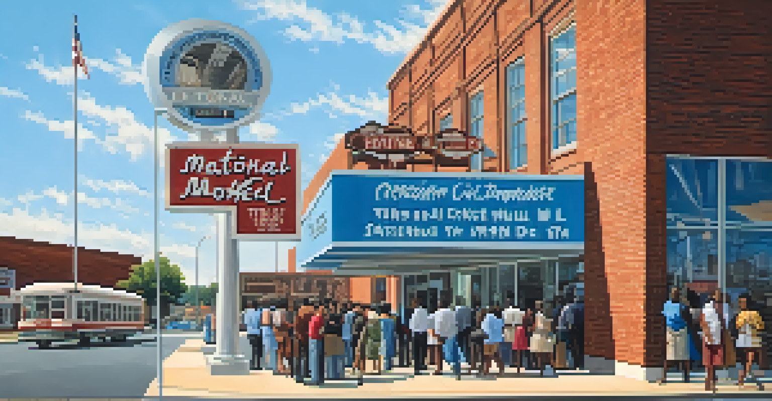 The National Civil Rights Museum exterior with the Lorraine Motel sign, showcasing diverse visitors reflecting on its historical significance.