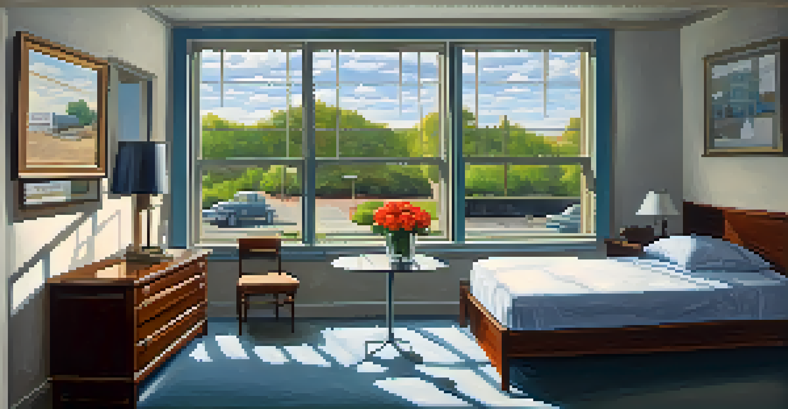The preserved Room 306 at the Lorraine Motel, featuring a bed, a small table with flowers, and a window view.