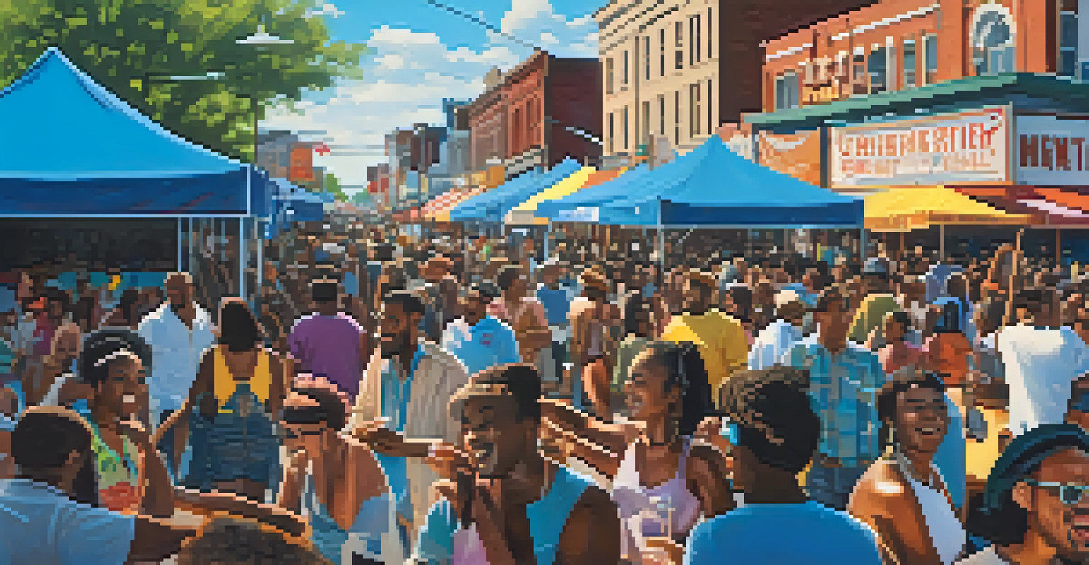 A lively crowd at the Beale Street Music Festival in Memphis, enjoying live music and celebrating together.