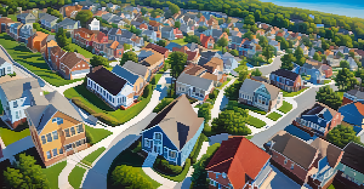 An aerial view of diverse neighborhoods in Memphis, showcasing modern and traditional homes.