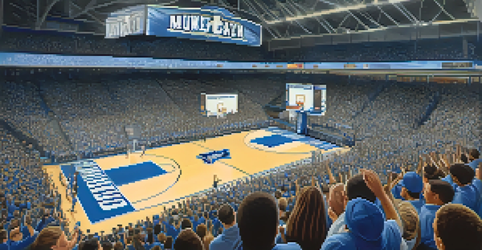 A lively college basketball game featuring the Memphis Tigers with enthusiastic fans and players in action.