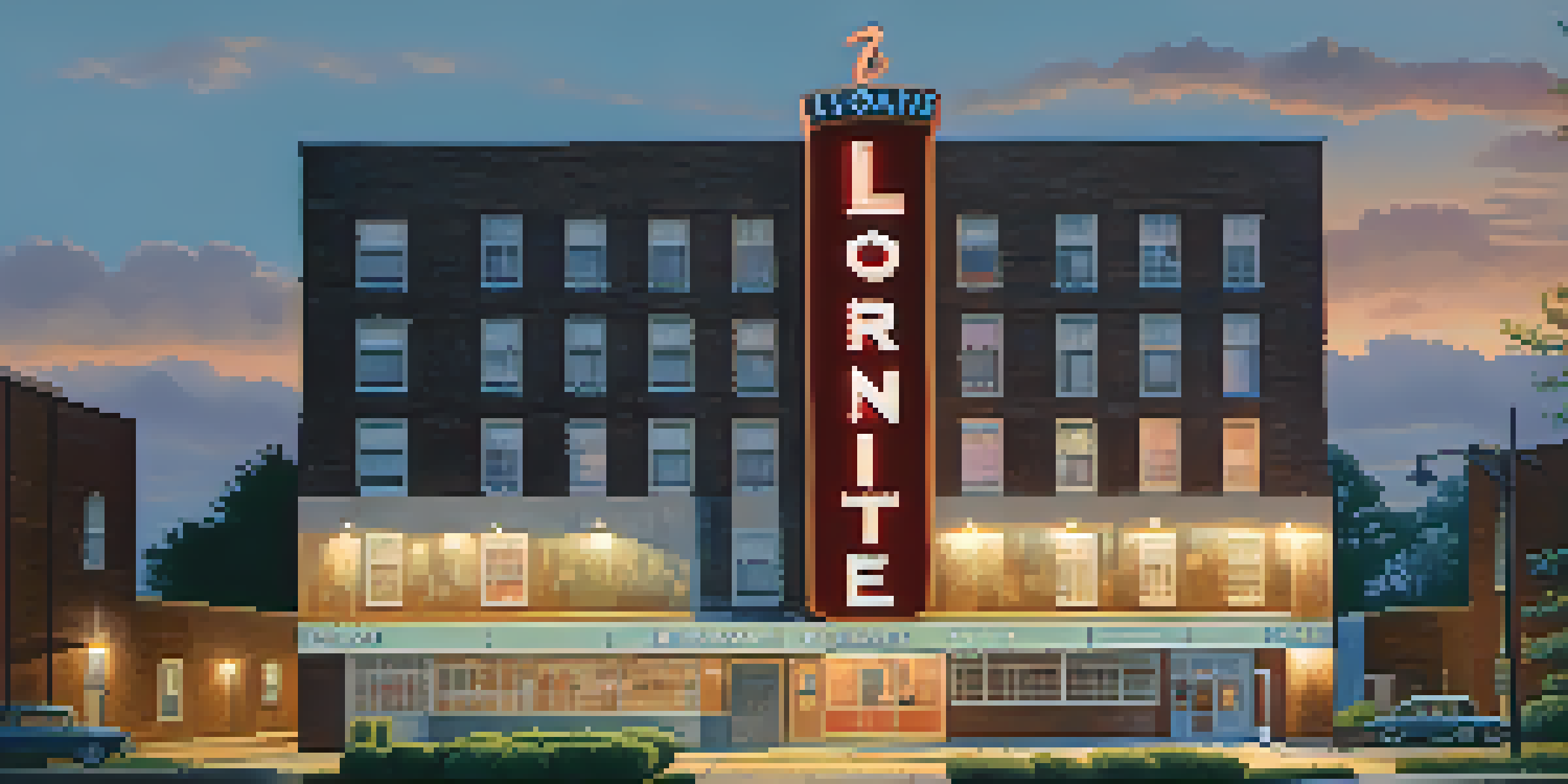A sunset view of the Lorraine Motel, highlighting its historical significance with flowers and candles in front.