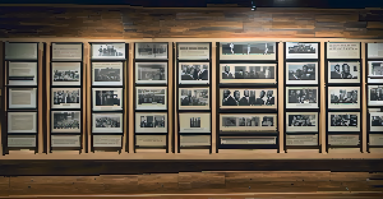 Close-up of a wall with a quote from Dr. Martin Luther King Jr. and photographs from the Civil Rights Movement.