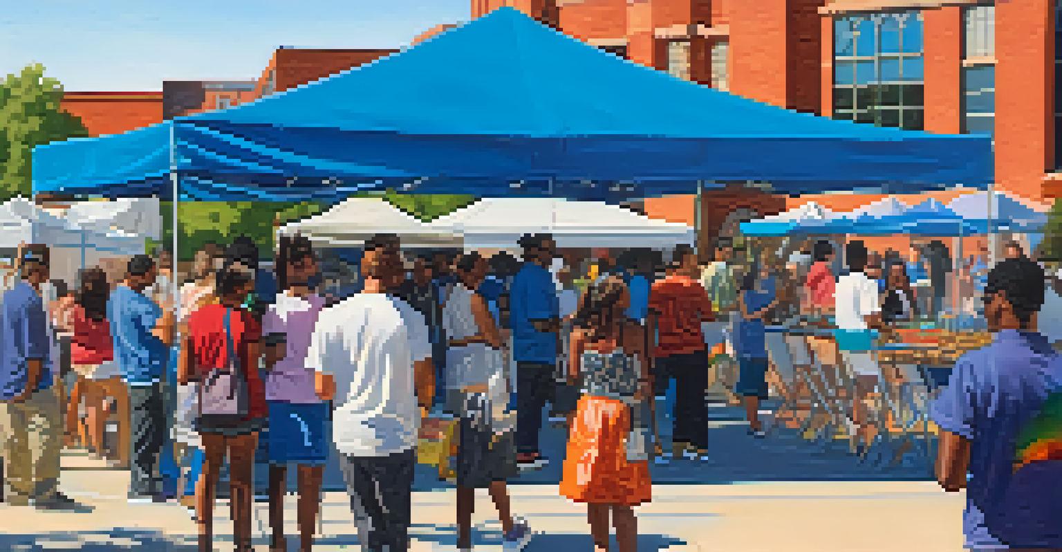 A community art exhibition at the University of Memphis with people admiring artworks.