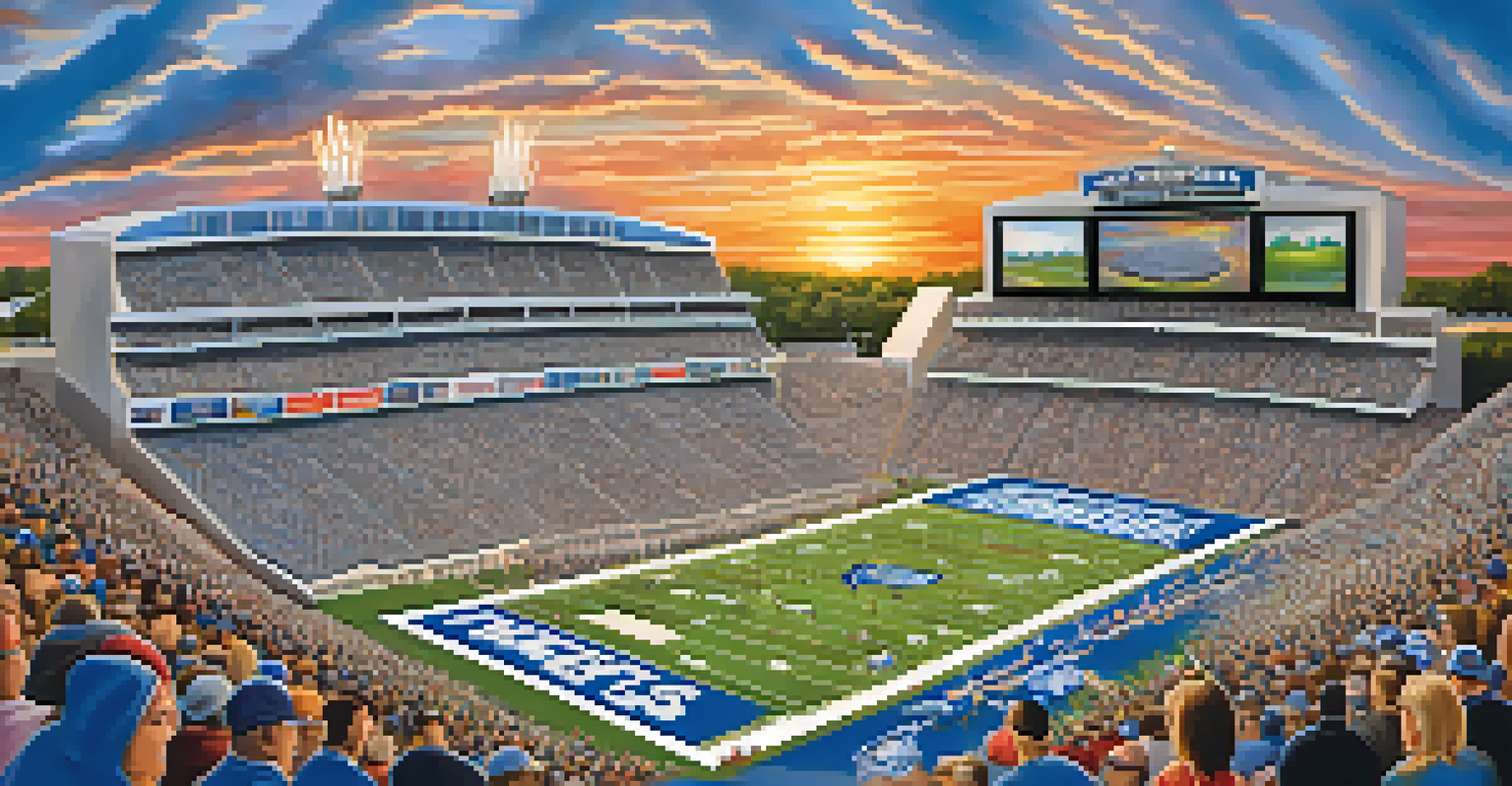 The Liberty Bowl Memorial Stadium bustling with fans during a Memphis Tigers football game at sunset.
