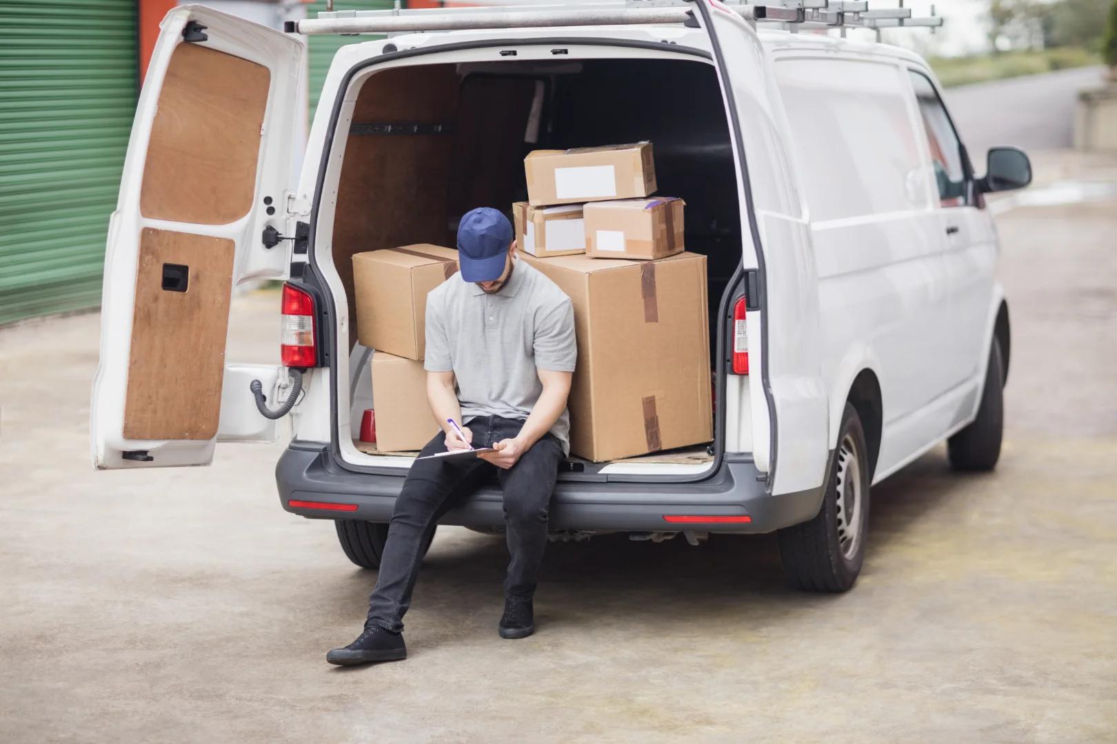 A dedicated van being loaded with oversized items