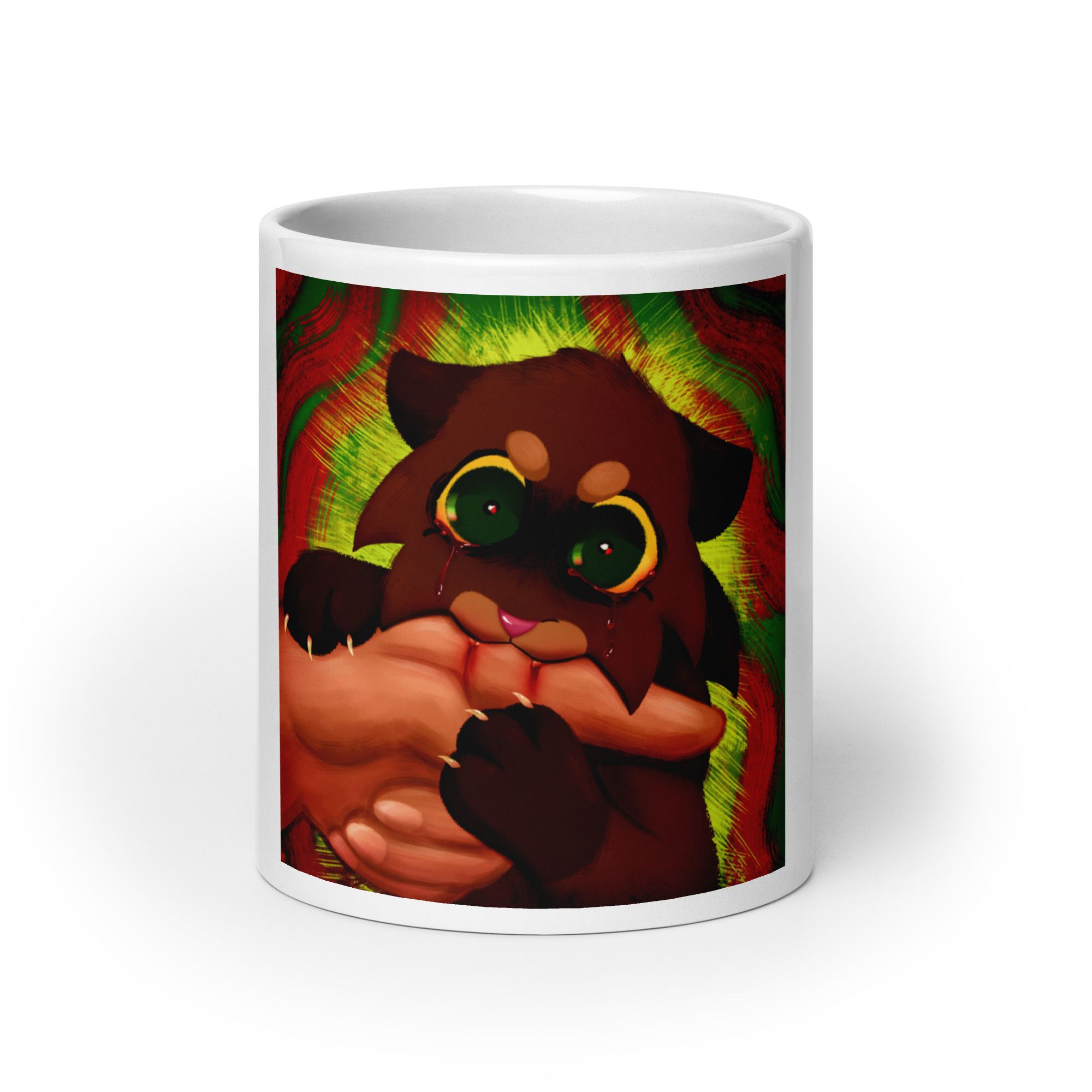 Mulchkit bite finger White glossy mug