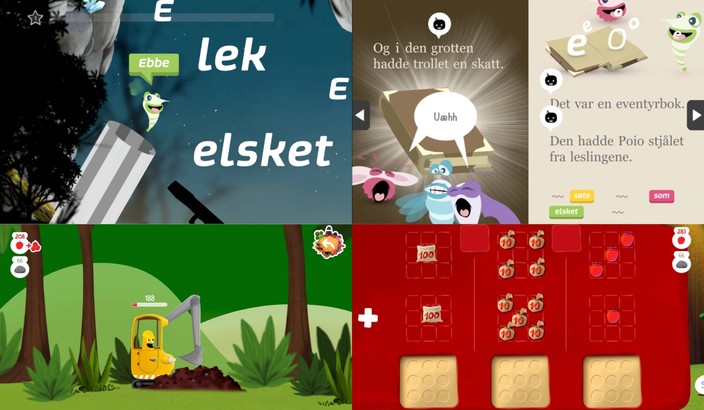 Screenshots from educational games POIO and Dragonbox