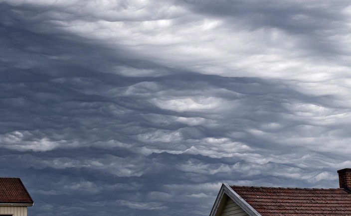 Asperitas clouds over Lier, Norway