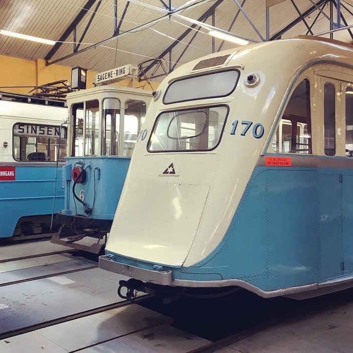 Old trams at the Oslo Transport Museum, Majorstua