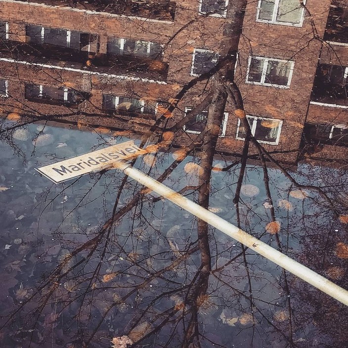 A street sign underwater